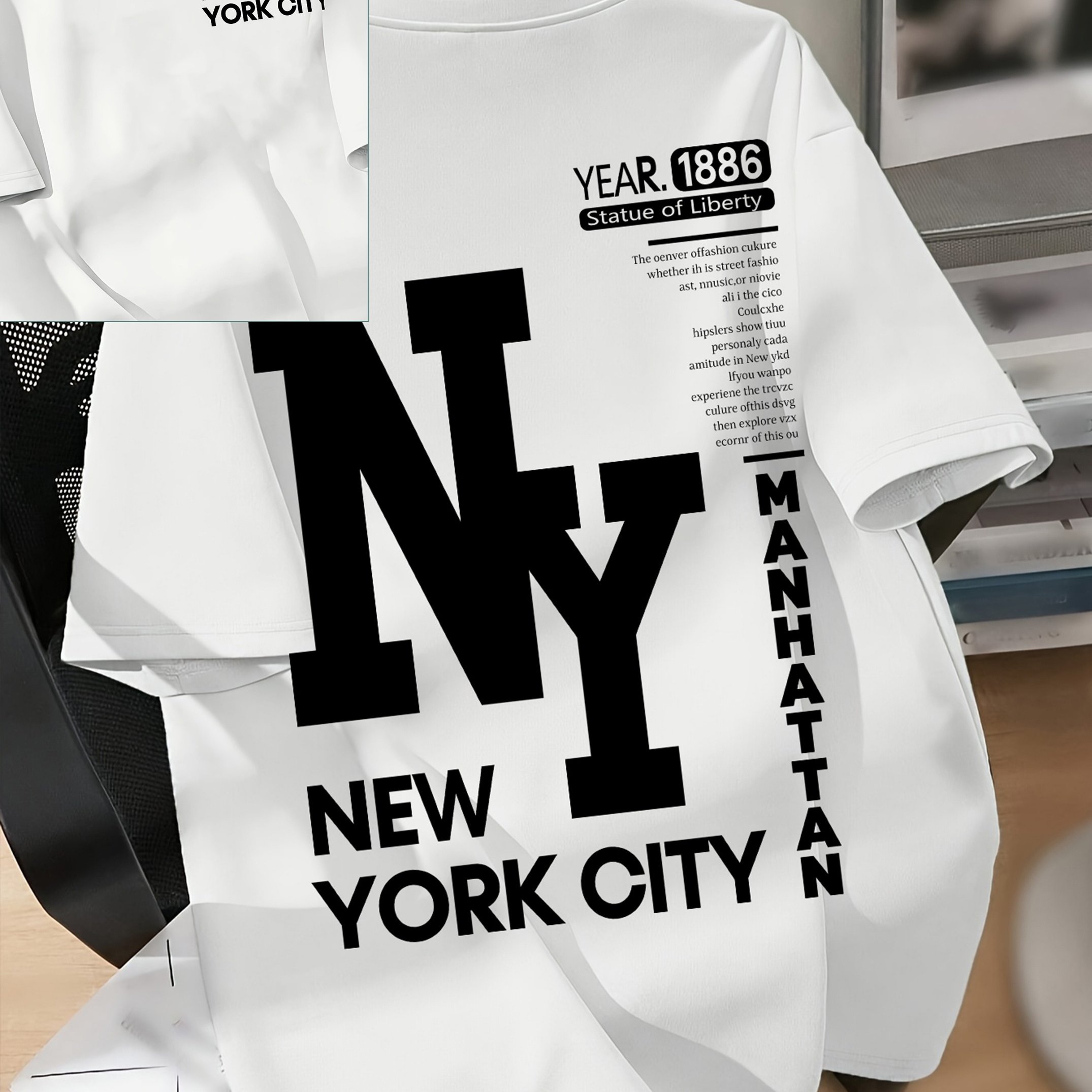 TEMU Women's Nyc Graphic T-shirt - City, Machine Washable Everyday Casual Top, Opaque Shirt For Travel & Everyday Outfits, T Shirt, Summer Fashion,