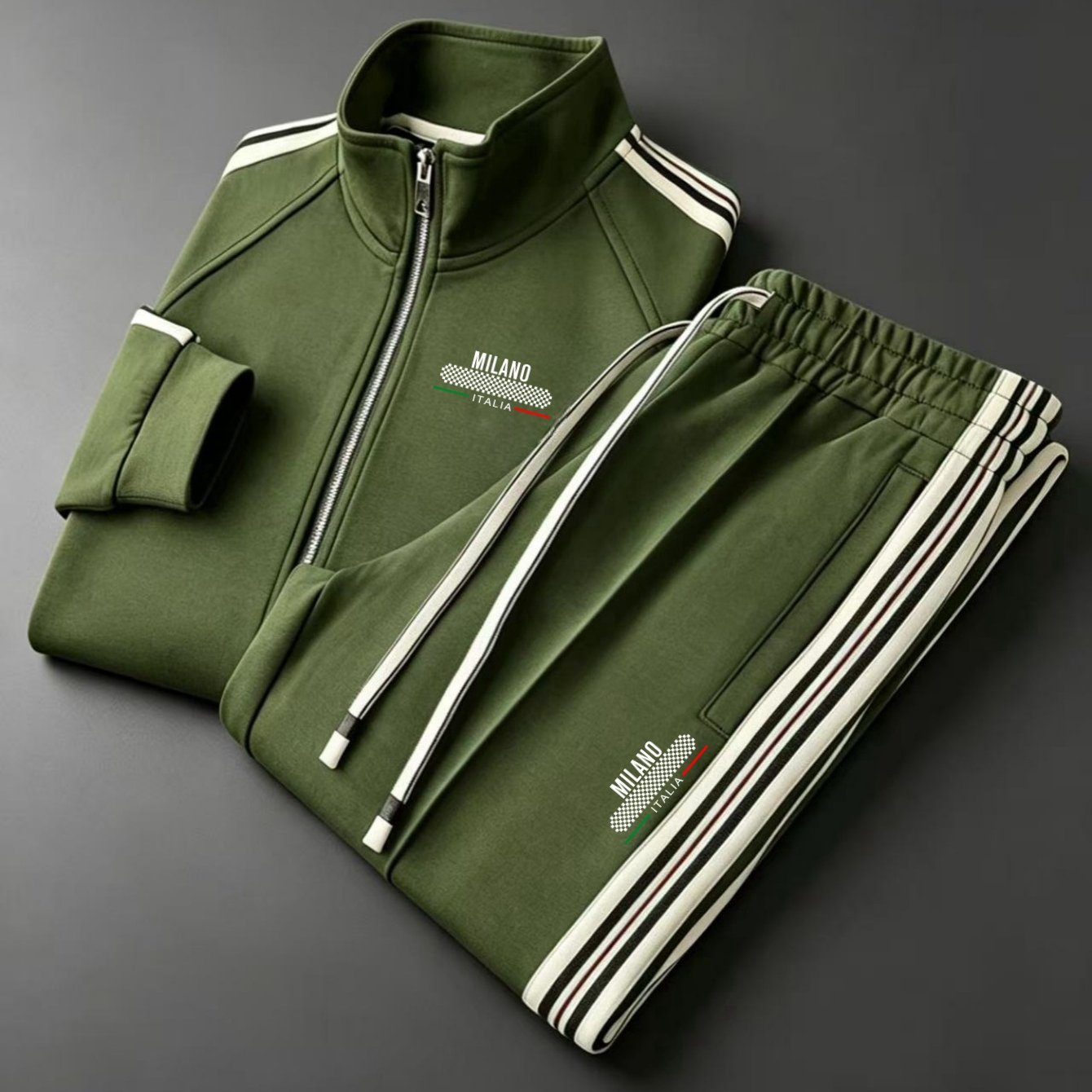 Two-piece Set: Casual Sports Jacket And Trousers (unisex) - In Multiple Colors, Plus Size