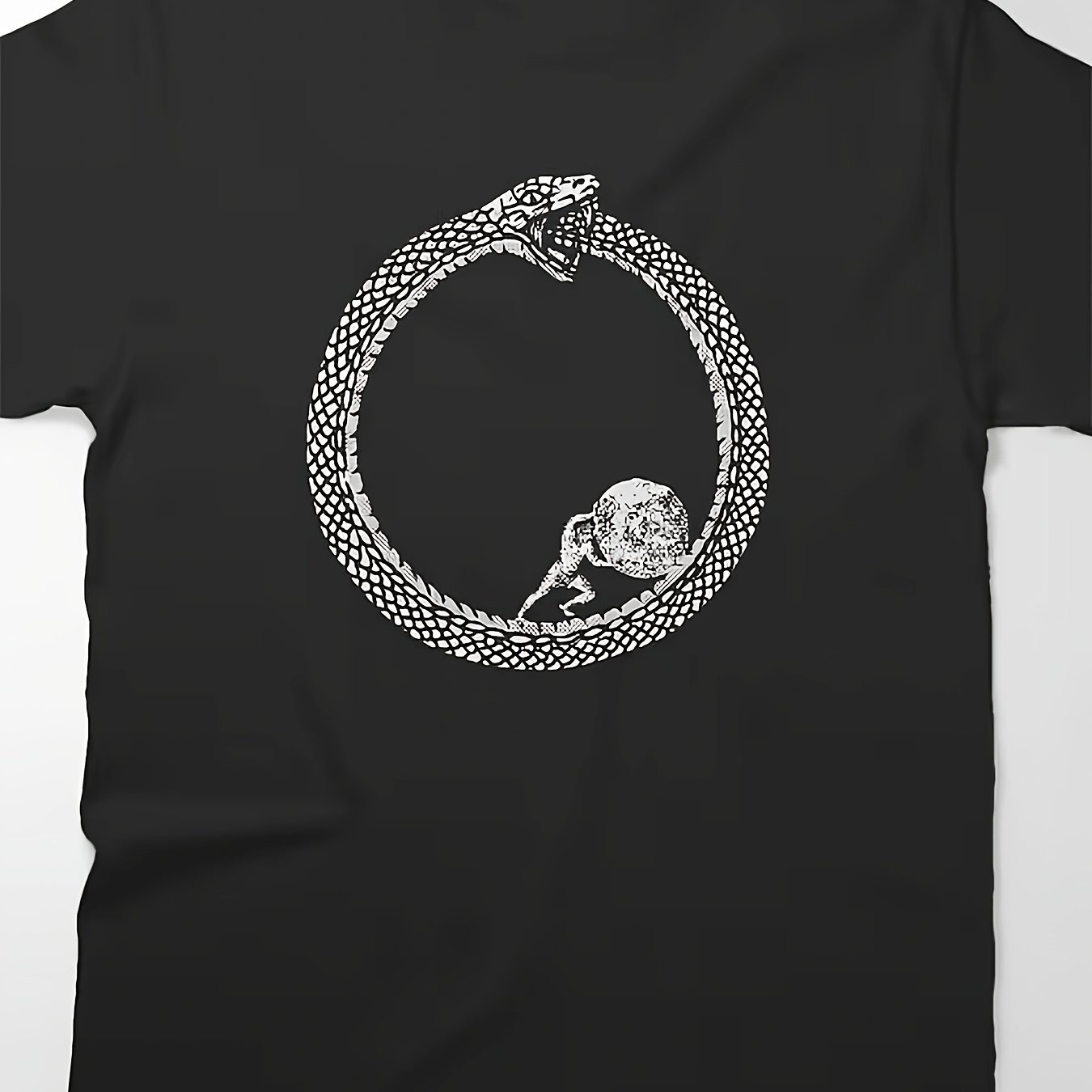 TEMU Coiling Around Pushing Sketch Print Top, Greek Mythology Dark Style Creative Piece, Streetwear Brand, Unisex Loose Fit Versatile Daily Trendy