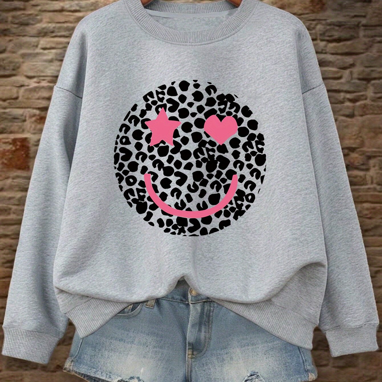 Western Design All-match Printed Athletic Round Neck Sweatshirt