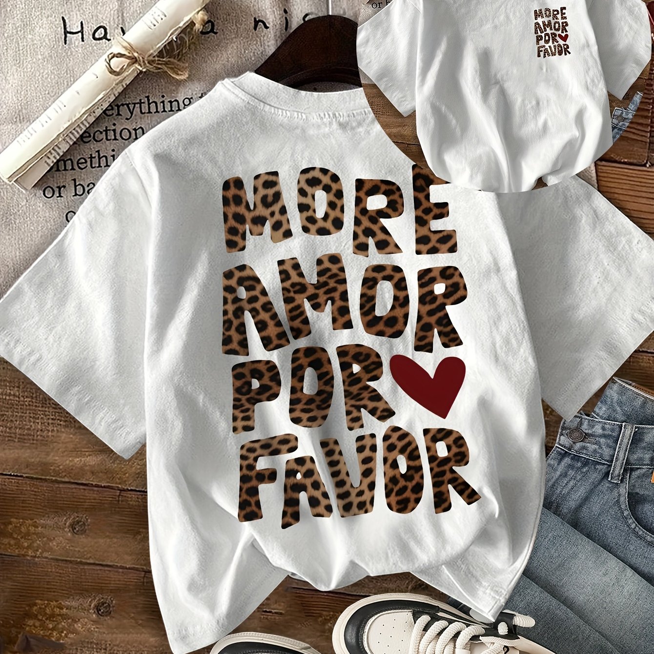 TEMU T-shirt con Stampa a Lettere, Maglietta a Maniche Corte con Casual per Estate e , Abbigliamento da Donna