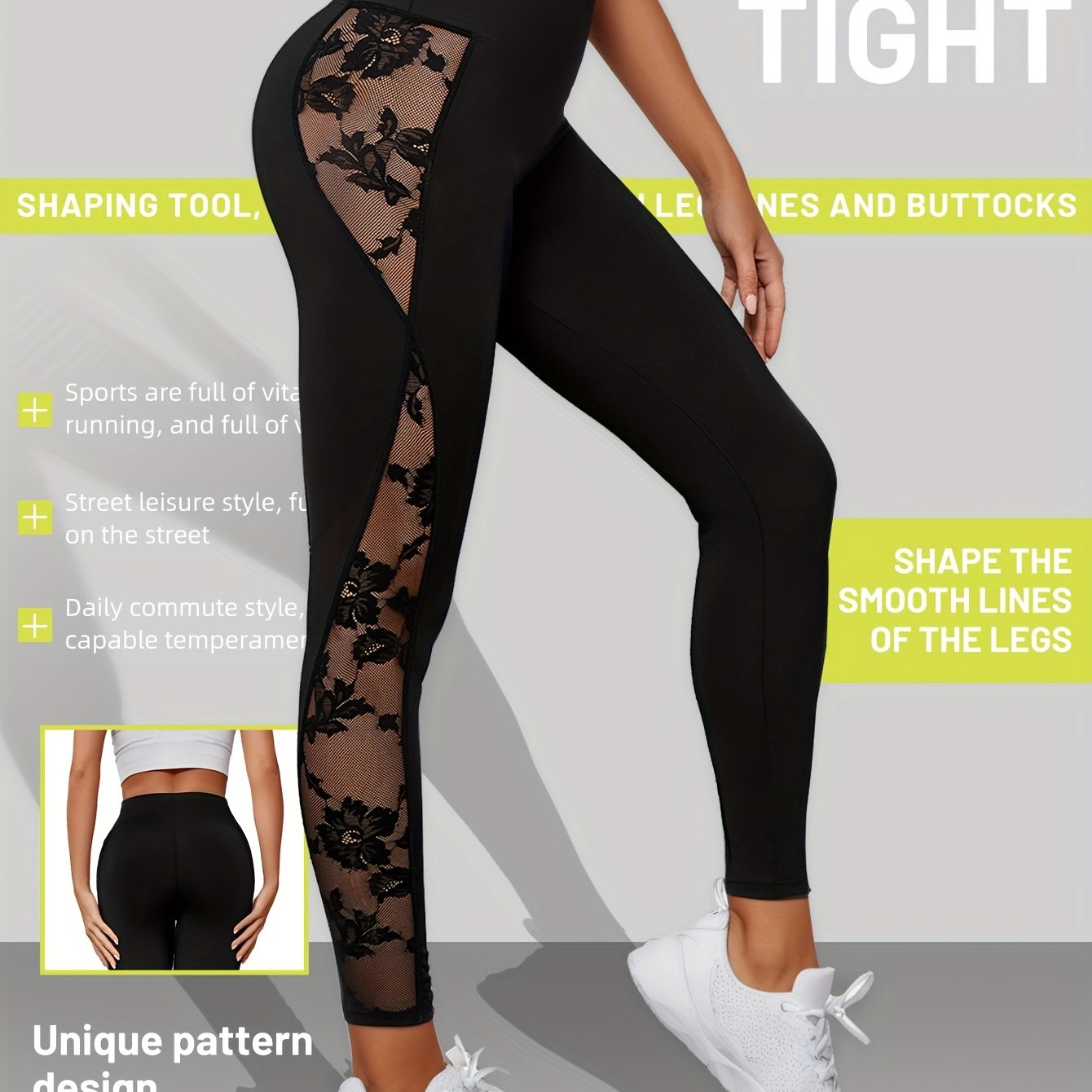 TEMU Targeted Middle Eastern Spring Summer Autumn New Yoga Capri Pants, Tummy Control Waist Shaping Floral Mesh Aesthetic Breathable Fresh Casual Athletic Outerwear Base Layer Capri Pants