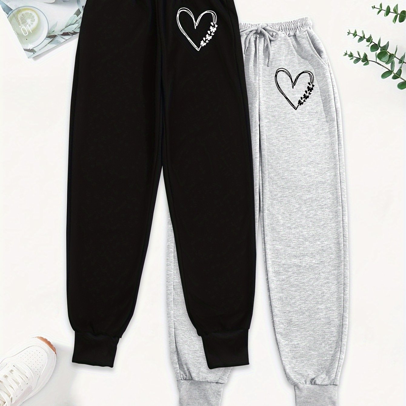 TEMU 2pcs Cartoon Graphic Print Pants, Casual Drawstring Waist Jogger Pants, Women's Clothing