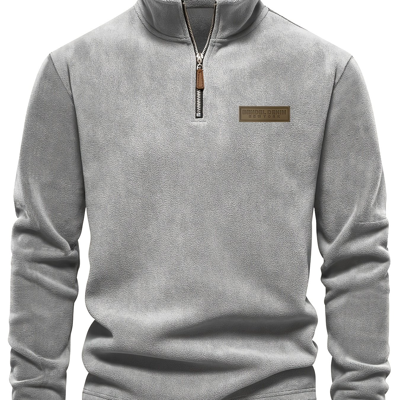 TEMU Haut en polaire gris texturé pour homme, confortable et , un excellent pour automne-hiver