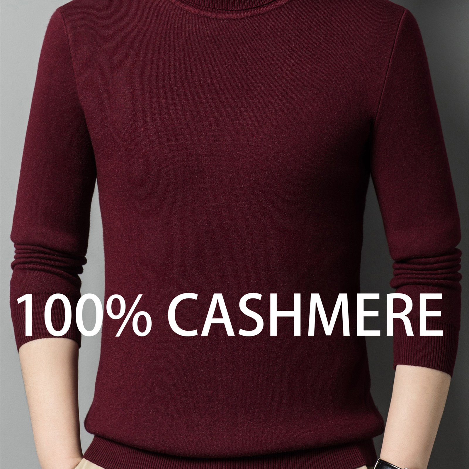TEMU Winter Solid Color Long Sleeve High Neck Sweater Men's Easy Casual Commuter Men's Versatile Knitwear