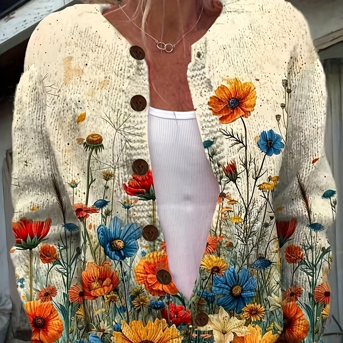 2d Flat Pattern Floral Print Cardigan, Style, 2d Flat