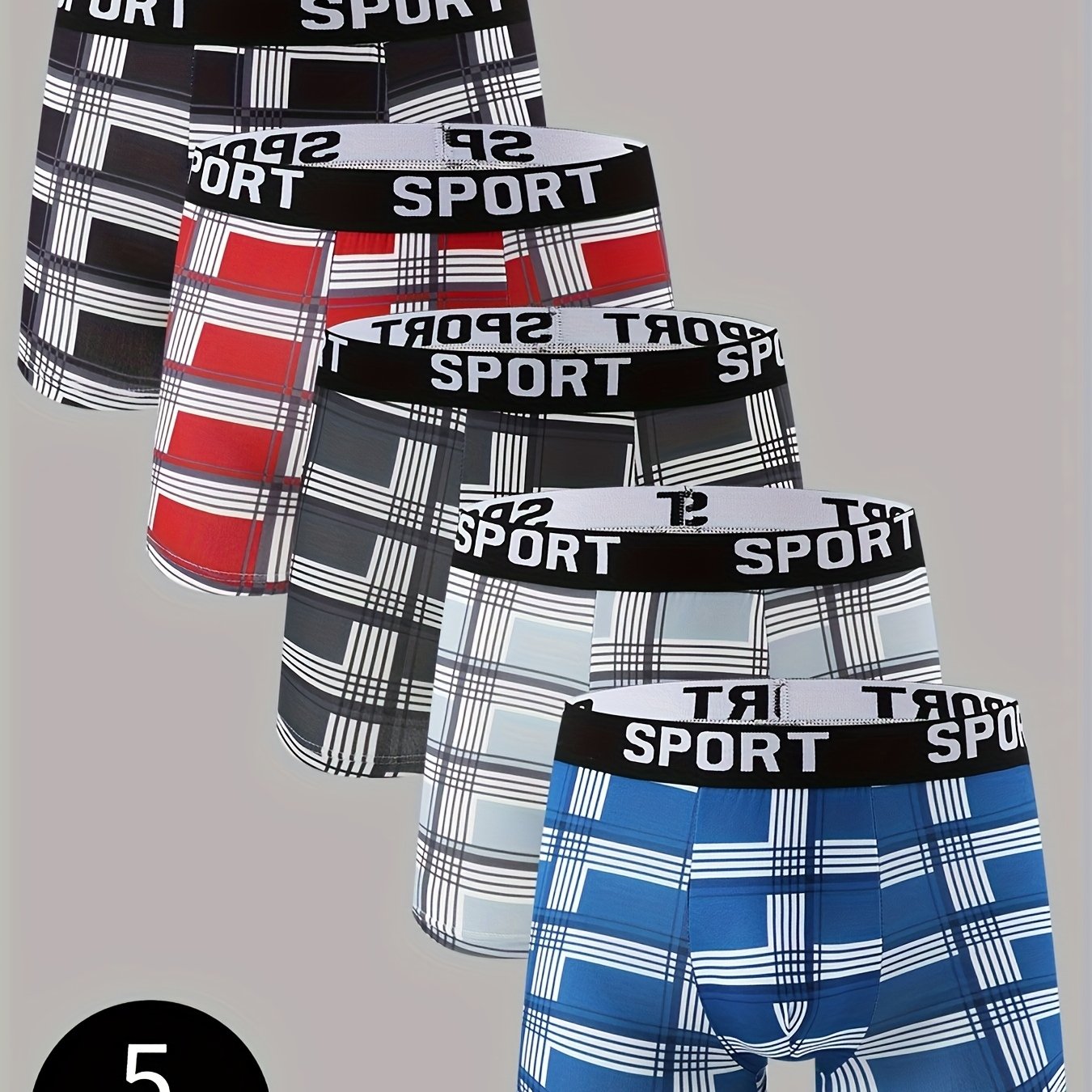 E-shop 5er-Pack Herren Flachslips - Sportliche, weiche Spandex Freizeitunterwäsche, bequeme Passform für jede Jahreszeit