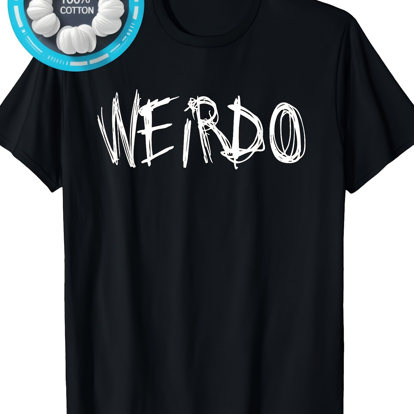 TEMU Men's Graphic T-shirt - Black Heavy Metal Punk Style Short Sleeve Tee With White Letters Unisex, Crew Neck, Regular Fit, , Birthday Parties,