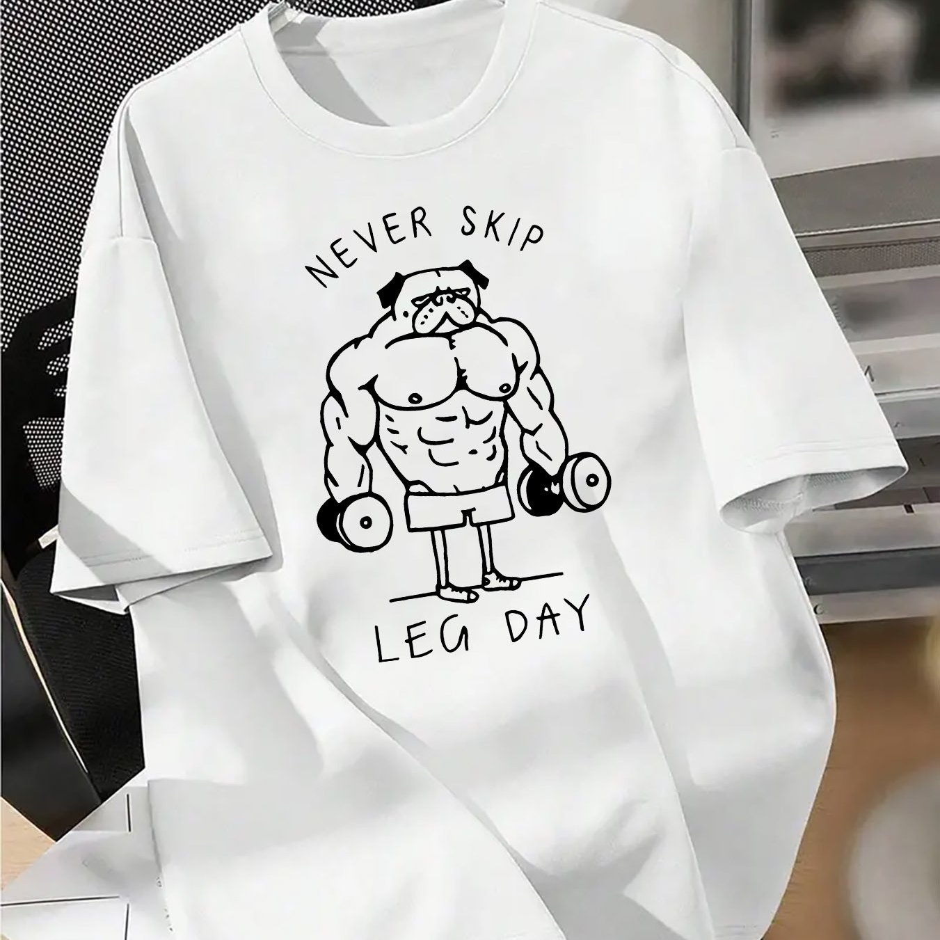 TEMU T-shirt unisex a maniche corte con stampa Bulldog Fitness, design streetwear americano e stampa graffiti con lettere, top di High