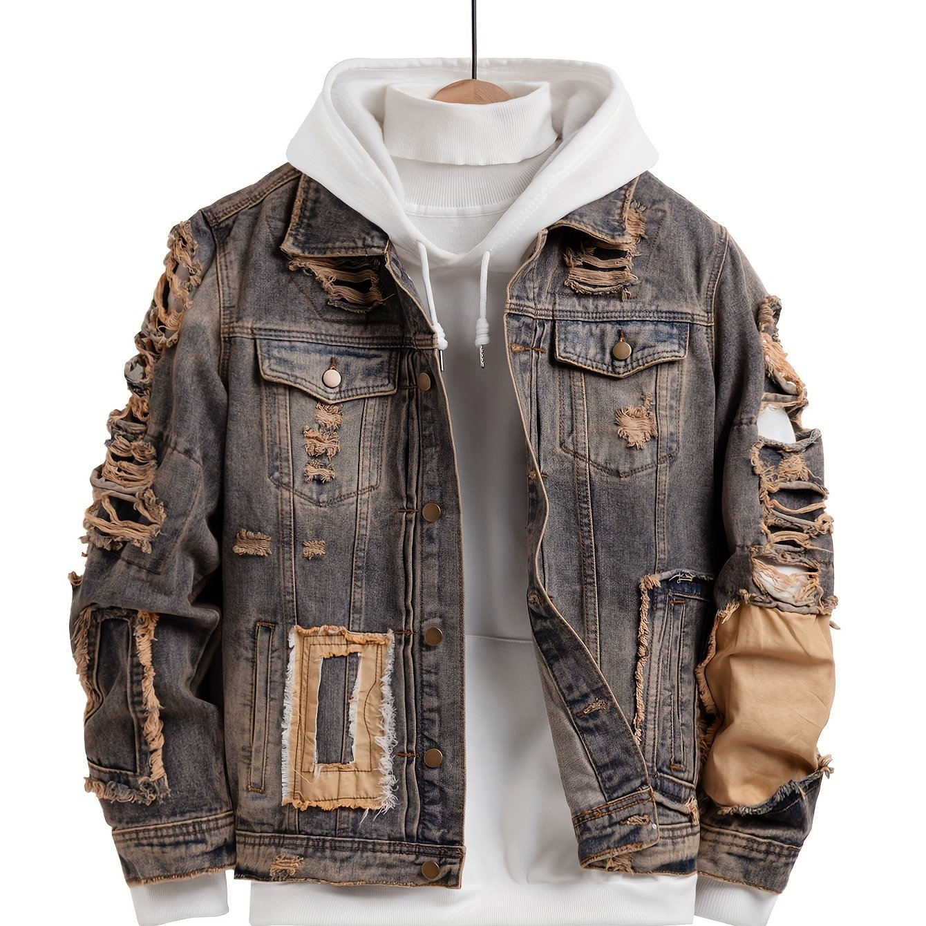 Men's Fashion Distressed Denim Jacket
