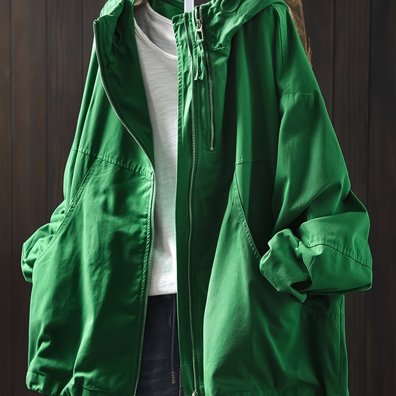 Plus Size, Plus Size Long Sleeve Hooded Trench Coat