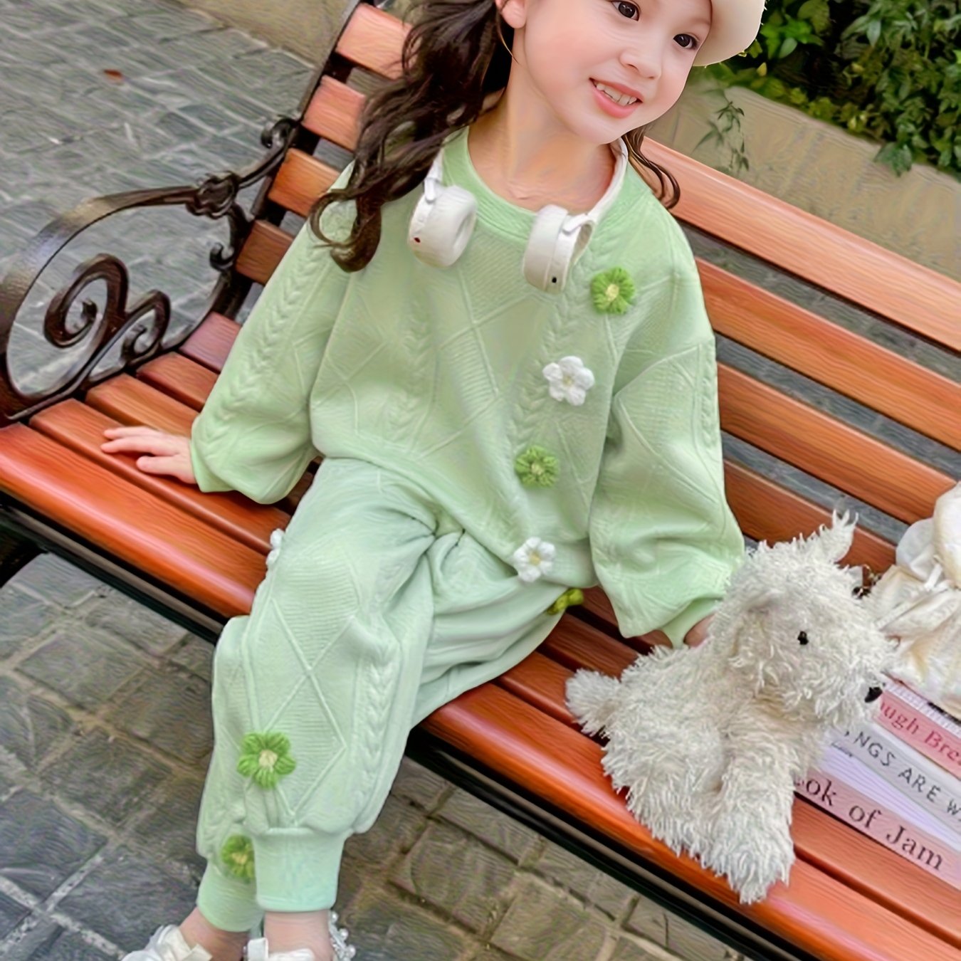 Image of Girls' Sweatshirt Set Spring Autumn Style Knit Fashion Two-piece Set Girl Clothing 2pcs, For Outdoor