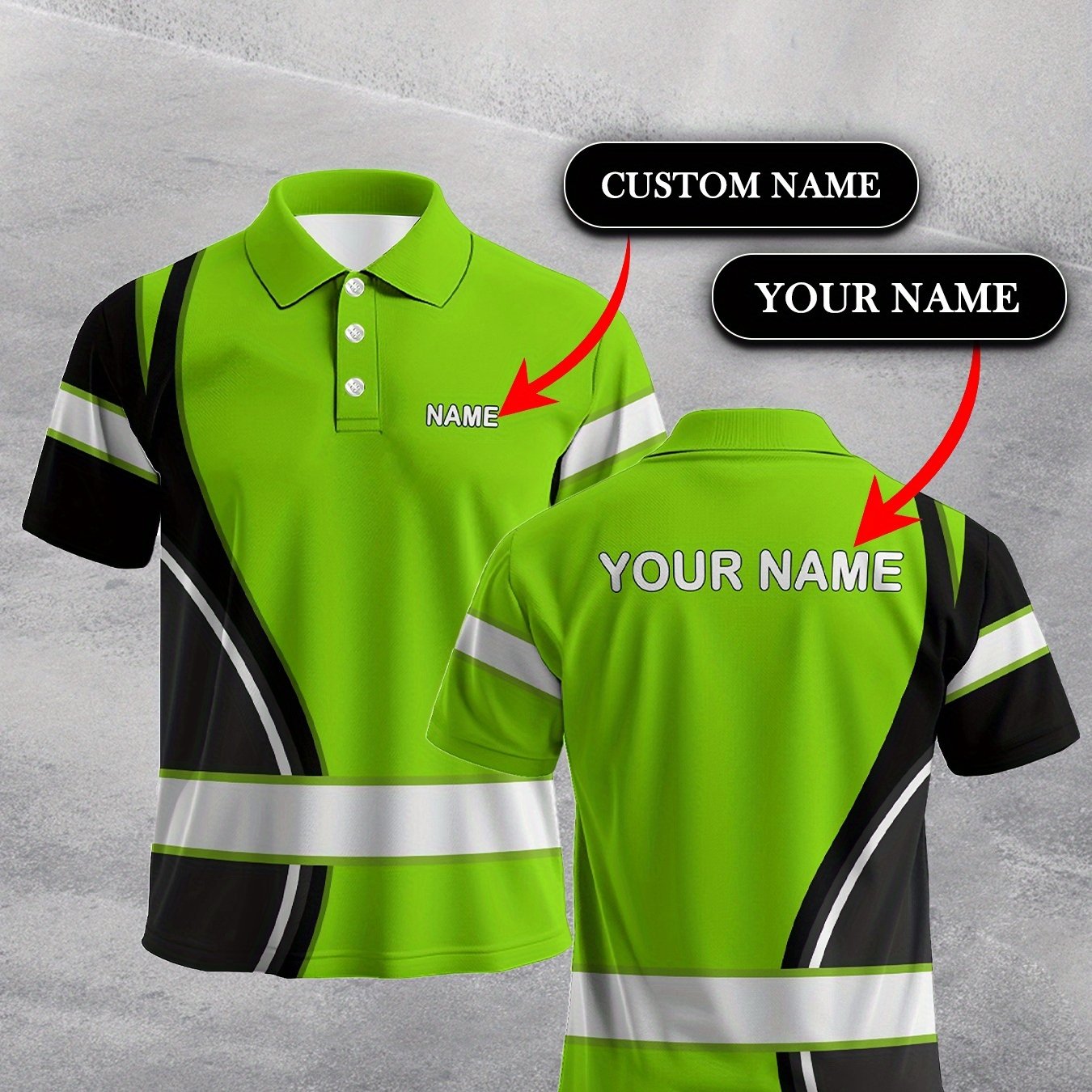 TEMU Customizable Men's Summer Short-sleeve Shirt - 3d Print, Personalized Text, Breathable Collar Suitable For Work Or Casual Sports Daily Wear,