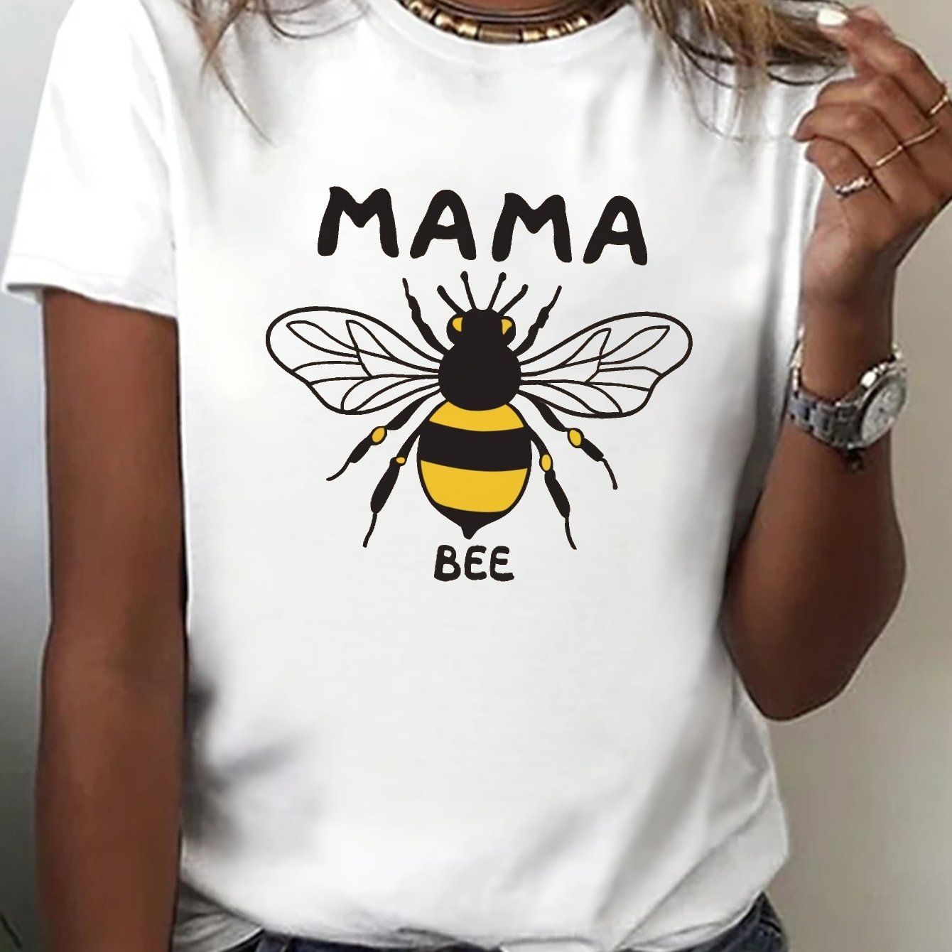 TEMU Mama T-shirt, Short Sleeve Crew Neck Casual Top For Summer & Spring, Women's Clothing