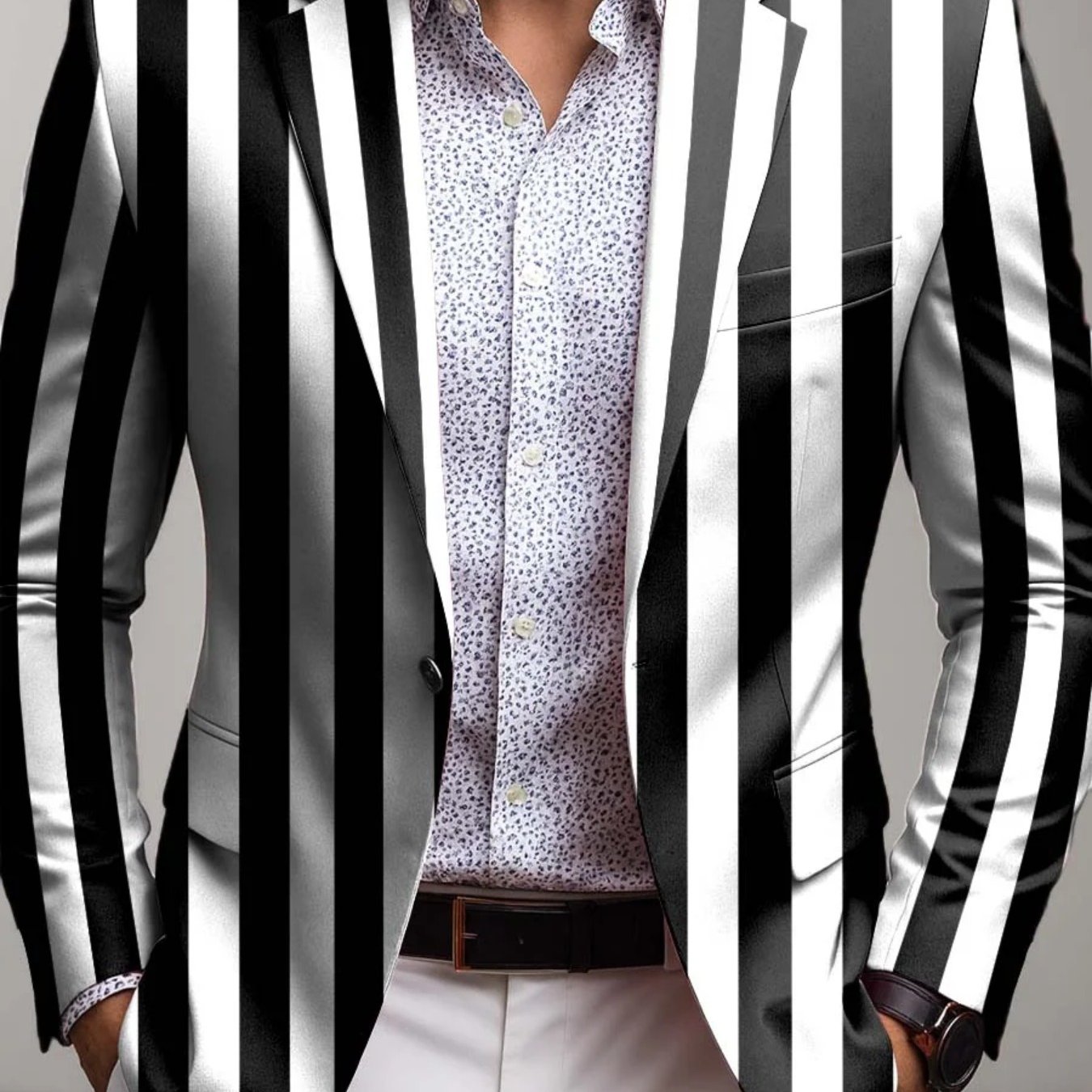 Plus Sizebuttoned Slim-fit Suit Jacket, A Stylish Piece For Everyday And Parties, Featuring A Modern Suit Cut With Festive Themes, A Unique Item For Fashion Enthusiasts., Plus Size