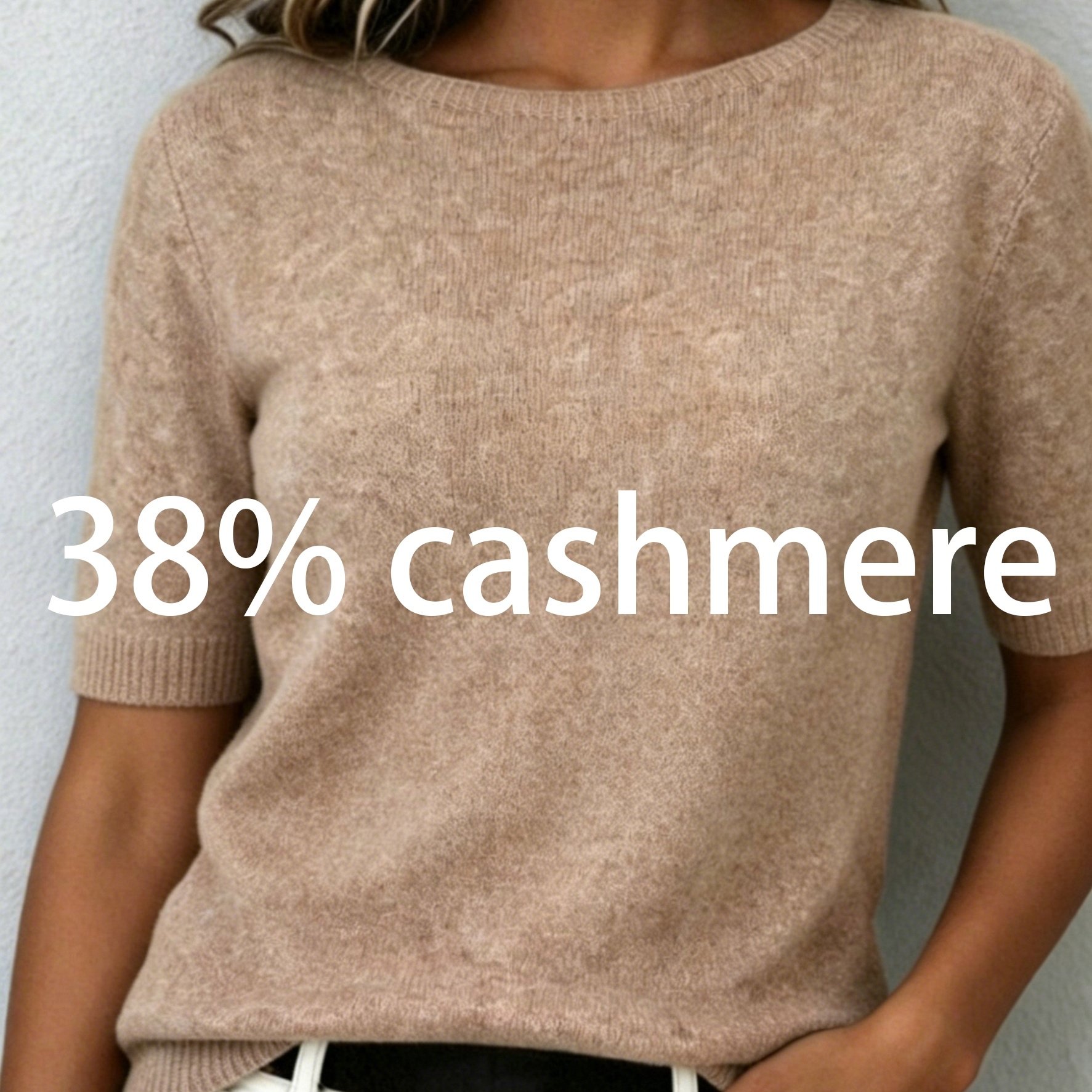 TEMU Women's Cashmere Short-sleeve Top, Plush Soft And Comfortable Skin-friendly Texture T-shirt, Fashionable Commuting, Casual, Elegant, Versatile,