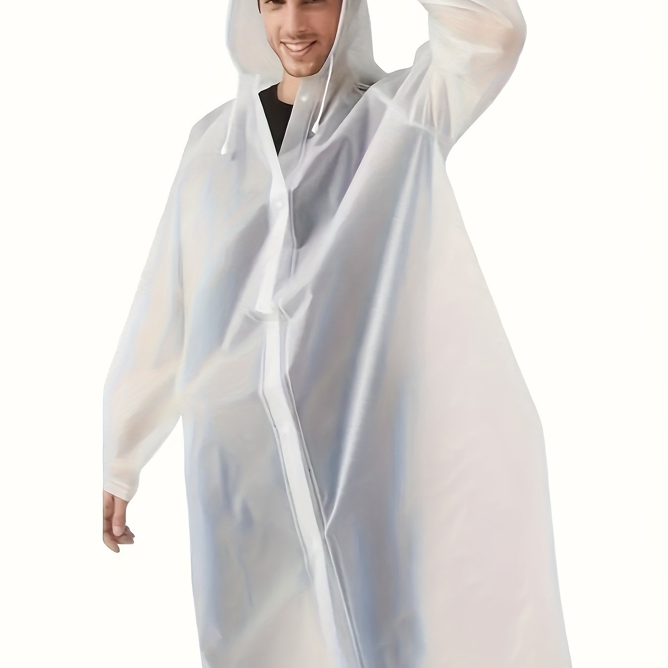 Image of 1pc Adult Raincoat, Windproof And Full-body Integrated Eva Raincoat, For Travel, Outdoor Cycling, Portable Raincoat, Hiking, Portable Adult Raincoat