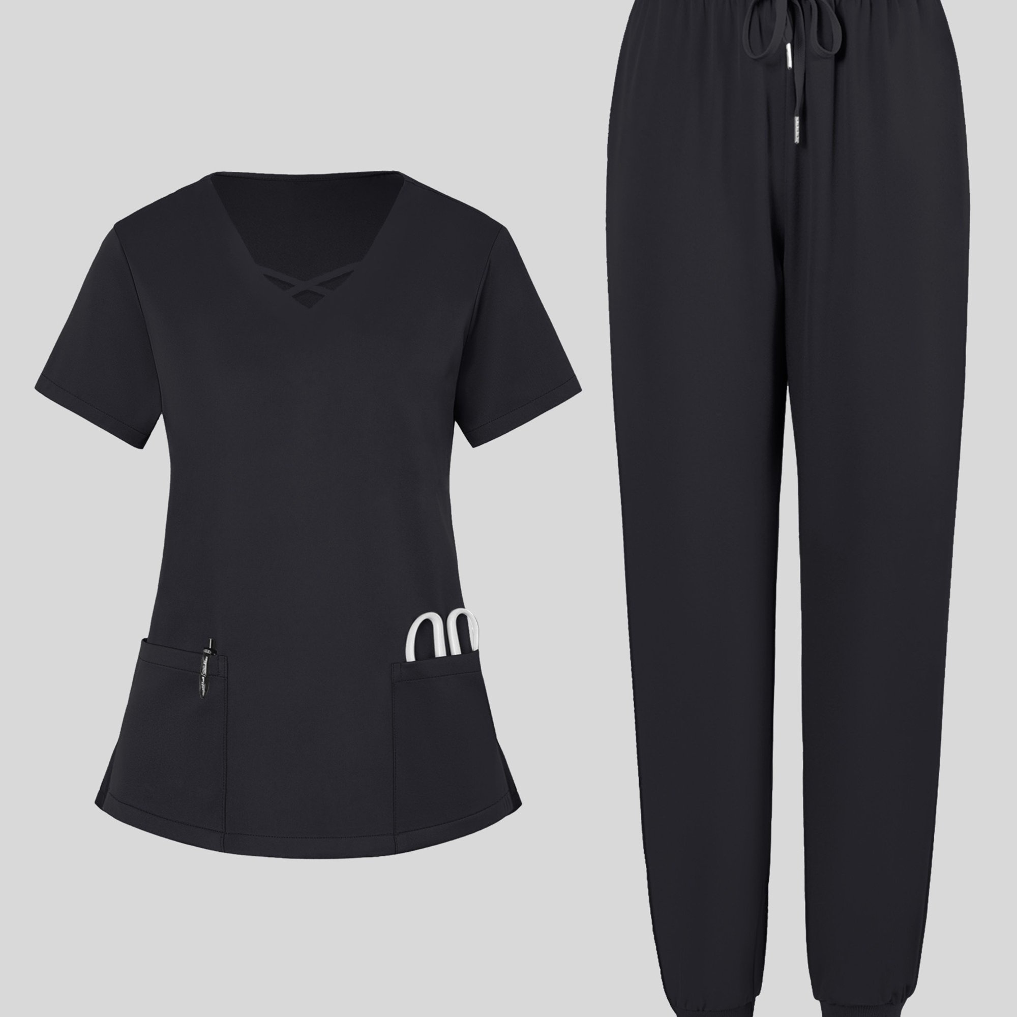 A Set Of Short-sleeved Garments For Hand Washing, Intended For Female Professionals In Dental , Suitable For Pet Hospitals And Beauty Salons