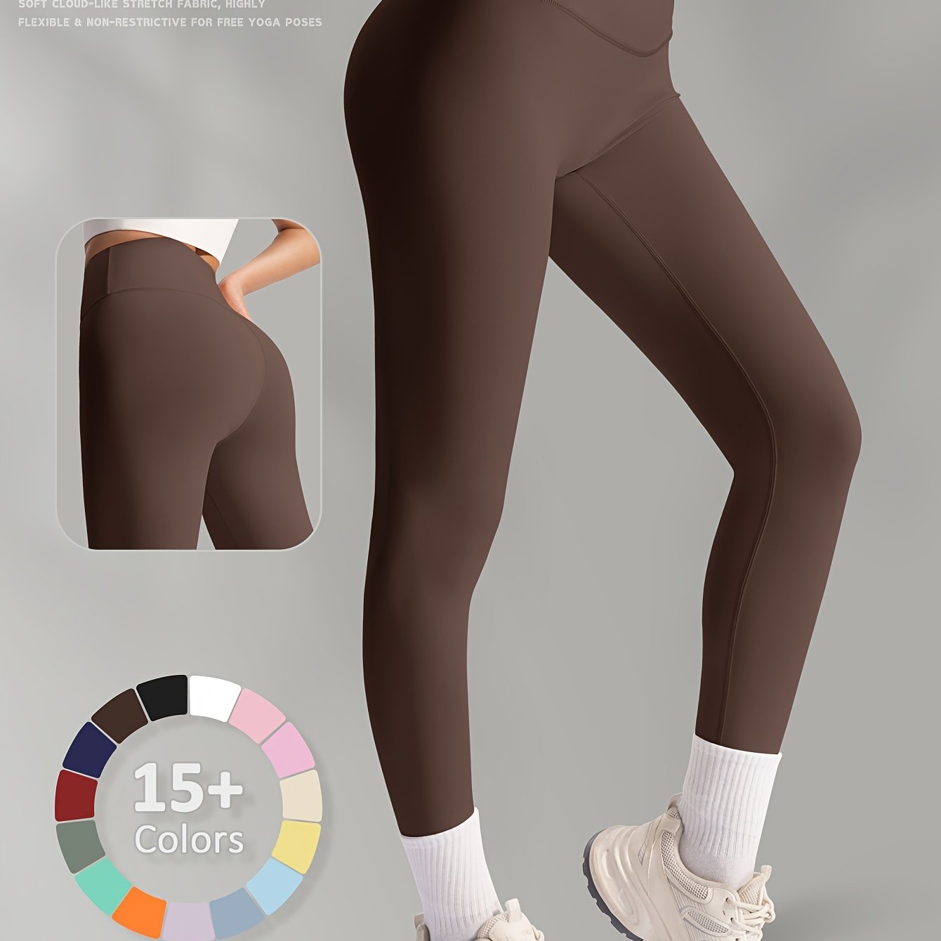 TEMU Soft Yoga Leggings For Women, High Waist Tummy Control Non Athletic Tights, Seamless Stretch Workout Running Pants For Gym Casual Wear