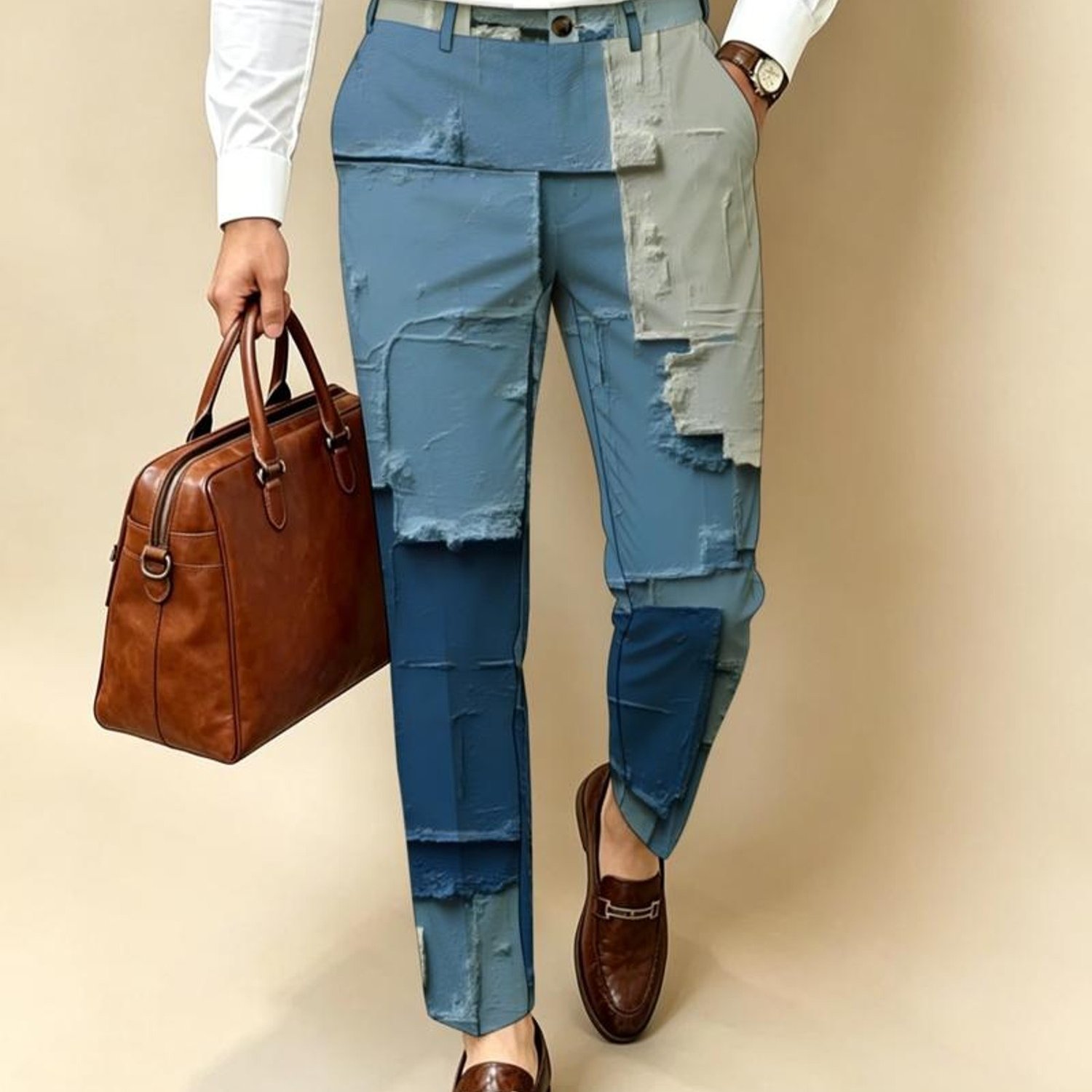 Image of Men's Fashion Dress Trousers, Mixed Colors, Multiple Sizes , Comfortable Fabric, Modern Artistic Textured Design, Suitable For Formal And Casual Occasions, Stylish And Versatile Men's Trousers
