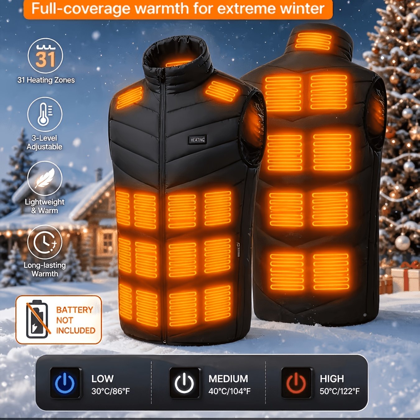 TEMU Unisex Heated Vest (lightweight, Usb Electric Heating, Three-speed Temperature Control, Warm Thermal Jacket, Suitable For Winter Outdoor Skiing,