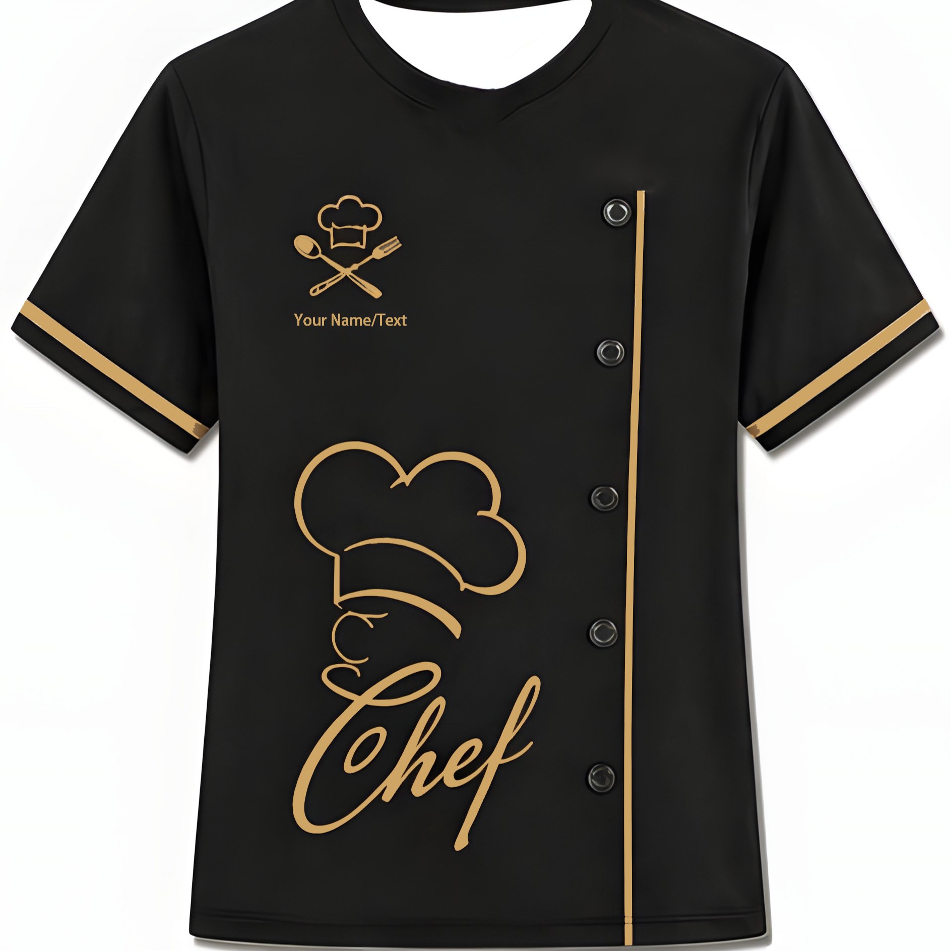 TEMU Custom Chef Work Uniform For Women, Personalized Name/text Chef Hat Block Short Sleeve Kitchen Restaurant Workwear -casual Sports