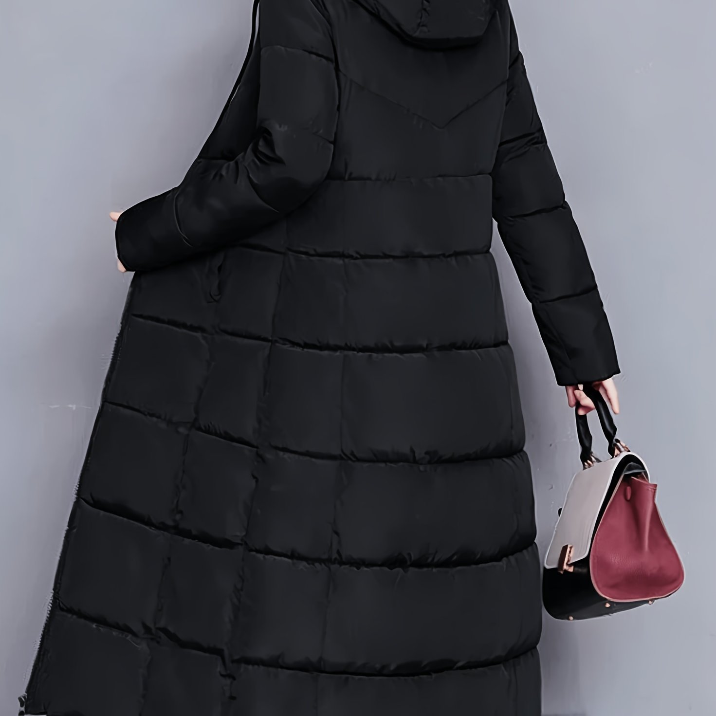 TEMU Giacca Lunga con Cappuccio Ispessita da Donna, Nuovo Stile Invernale, Giacca Imbottita da Donna, Cappotto Slim Fit Over-The-Knee, Capispalla