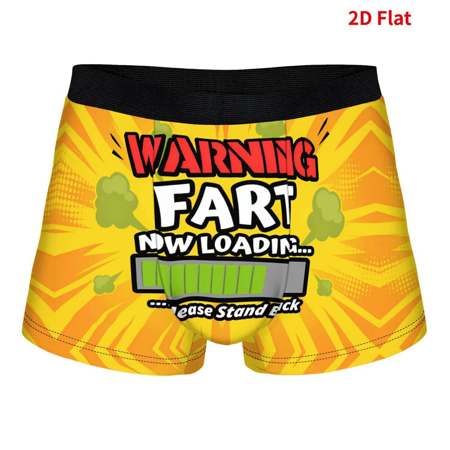 TEMU 2d Print Design Warning Fart Loading Polyester Underwear Men's Breathable Boxer Shorts Outdoor Washable For Comfortable Everyday Wear