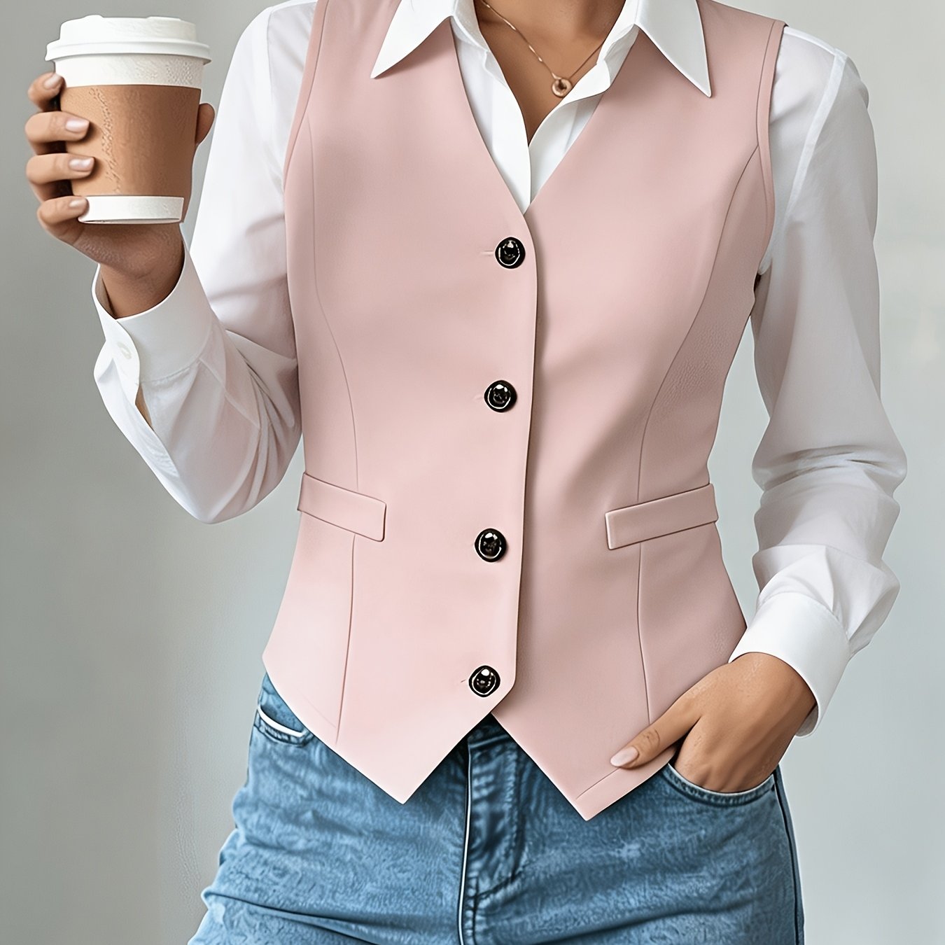 TEMU New Elegant Commuter Fashion Temperament Sleeveless Solid Women's Vest Top