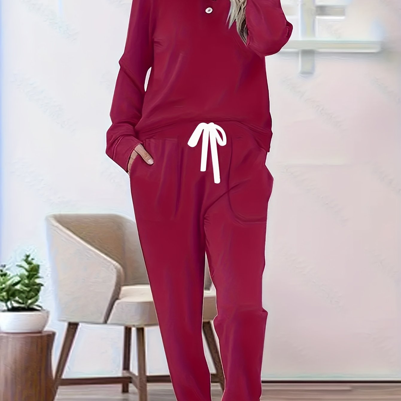 TEMU Plus Size, Plus Size 2 Piece Outfits For Women Lounge Sets Button Sweatshirt Sweatpants Sweatsuits Set With Pockets,2pcs Pajamas Sets