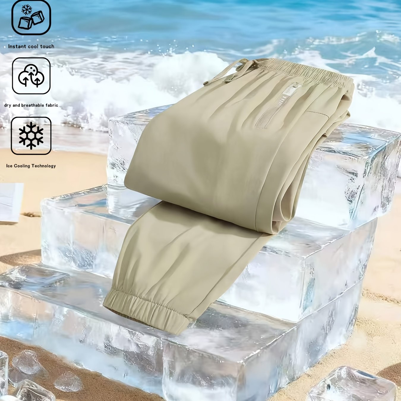 TEMU Pantalon de jogging pour femme à séchage rapide et glacée, doté d'une technologie rafraîchissante qui instantanément une de au contact. Conçu