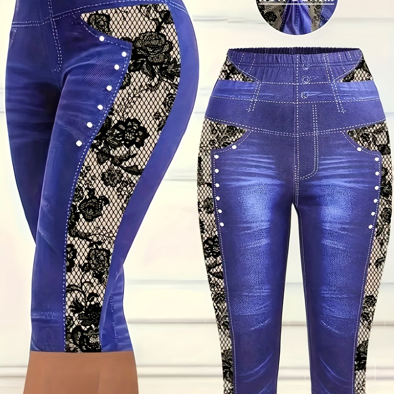 TEMU [printed Pants - Not Denim Fabric]plus Size - [printed Pants - Not Denim Fabric]plus Size - Women's Stretchy Skinny Jeans-style Leggings -