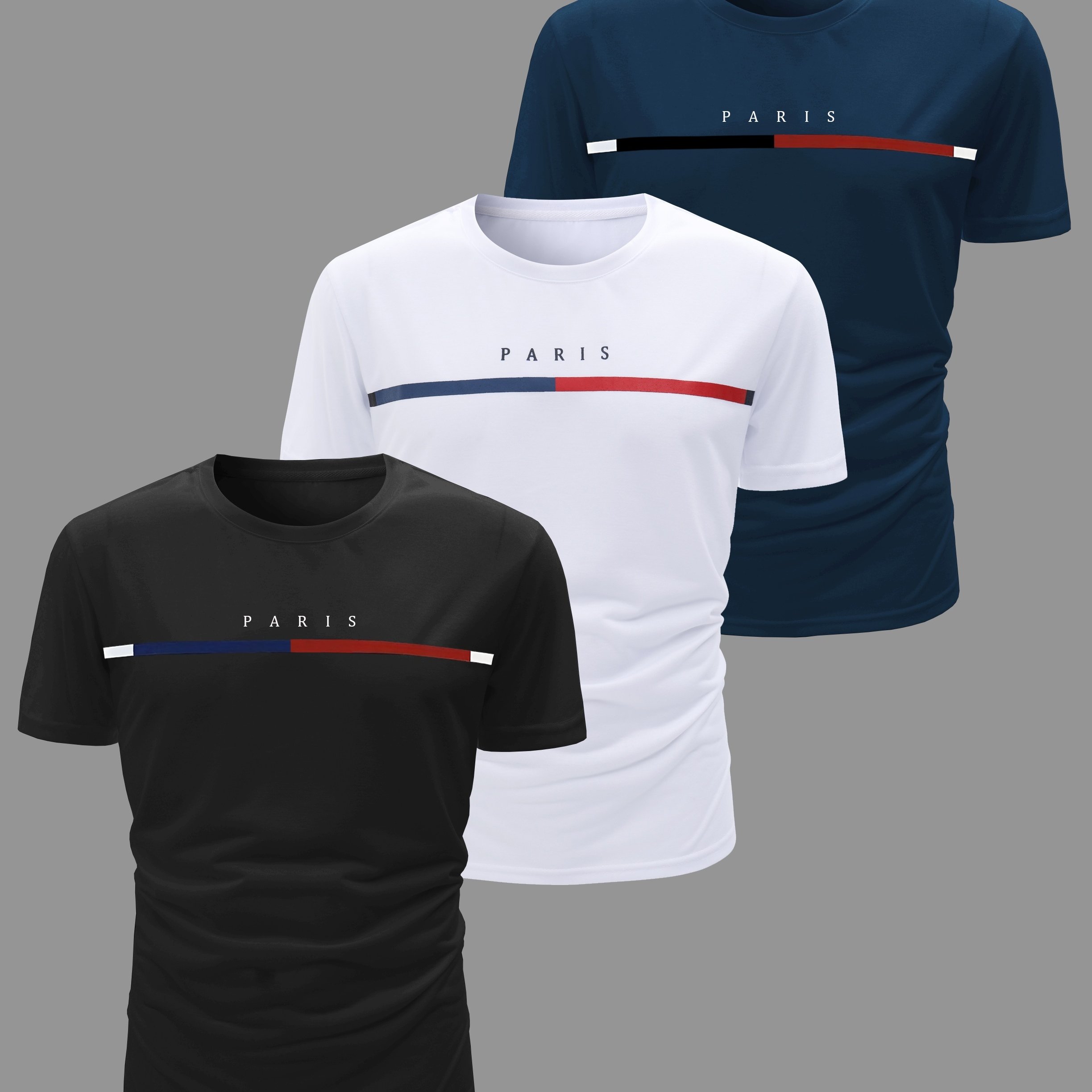 TEMU 3pcs Casual Short Crew Neck T-shirts, And Lightweight For Summer And Casual , Cloth