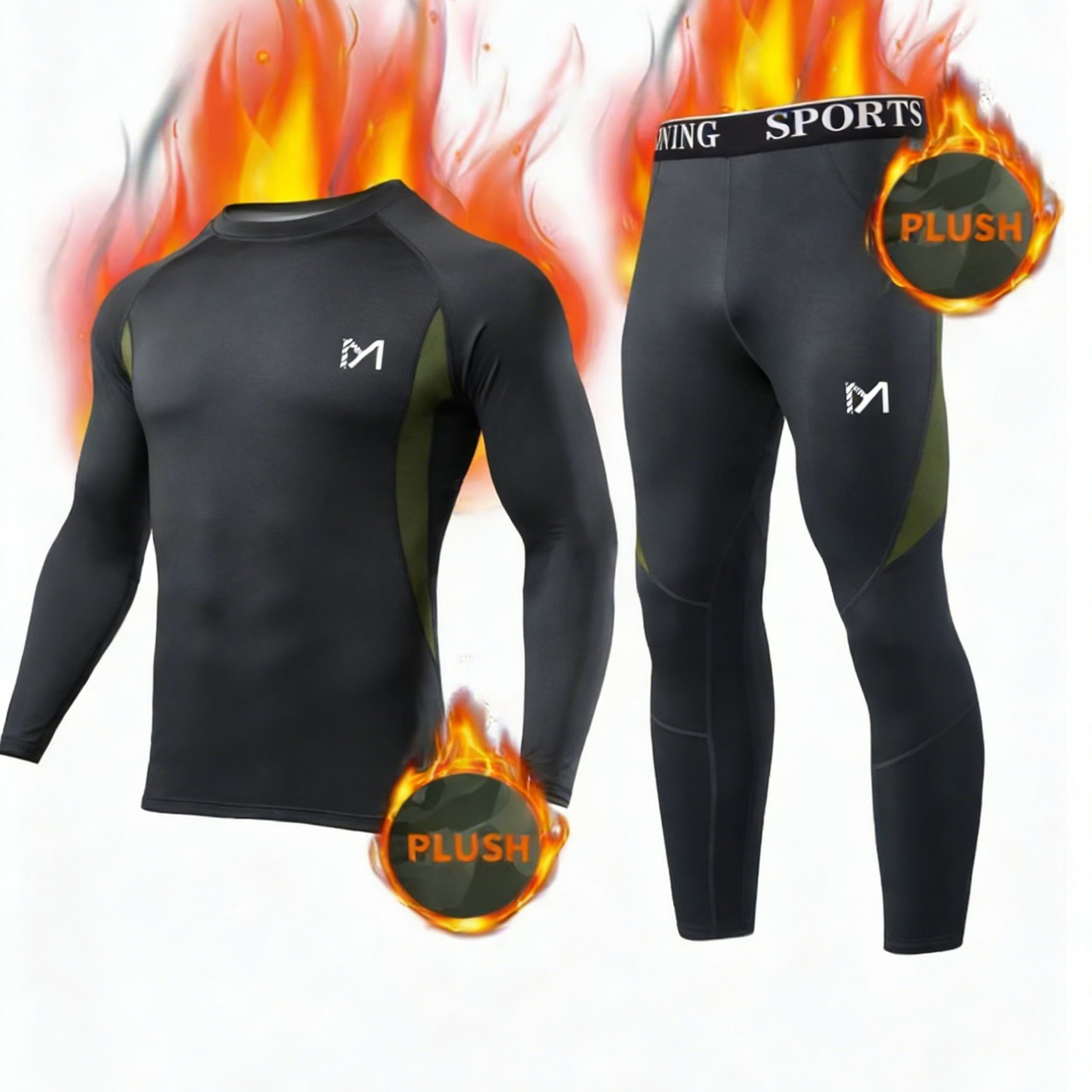 Set Of 's Thermal Underwear With Compression, Designed For Outdoor Activities Like Running, Cycling, Skiing, Yoga, And Fitness - Autumn/
