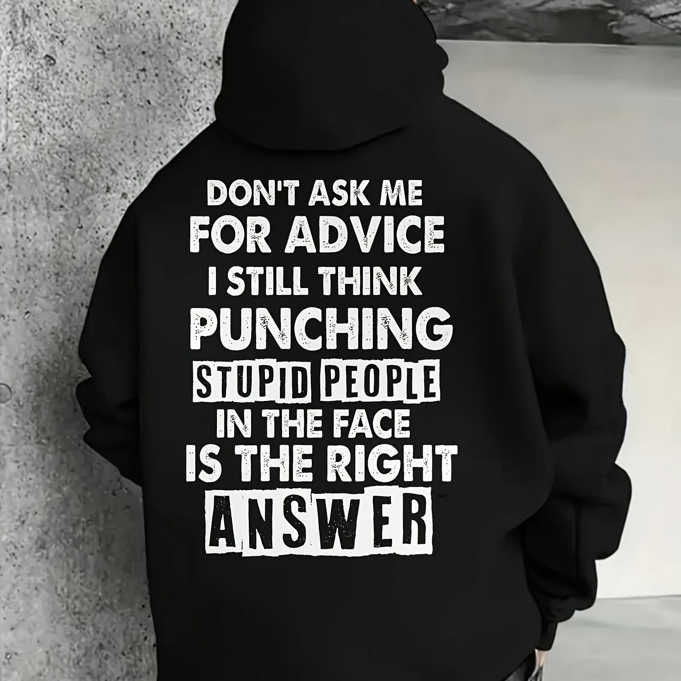 TEMU Men's - Of Sarcasm On Your Level Of Stupidity Statement Relaxed Fit Long Sleeve Pullover With Kangaroo Pocket Casual Streetwear Top For Daily