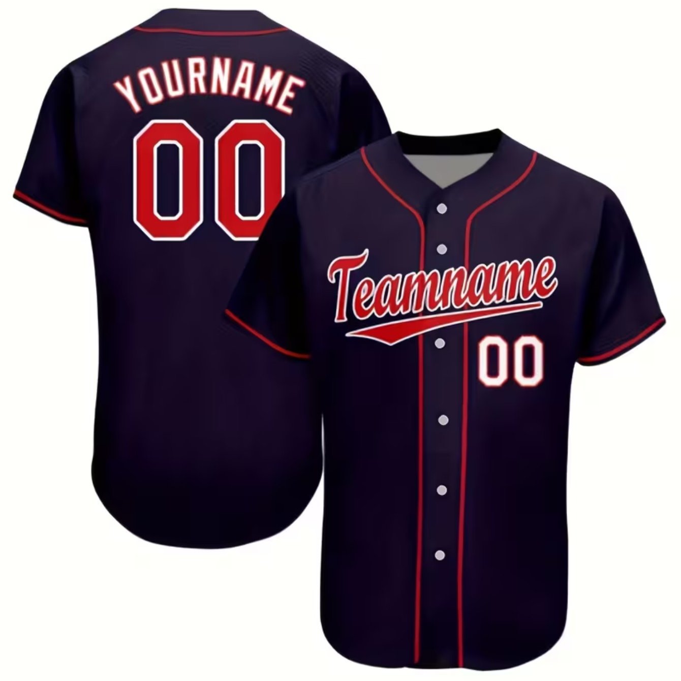 TEMU Navy Blue Contrast-color Men's Baseball Jacket , Team Name Printed Pattern, Durable, Casual Sportswear