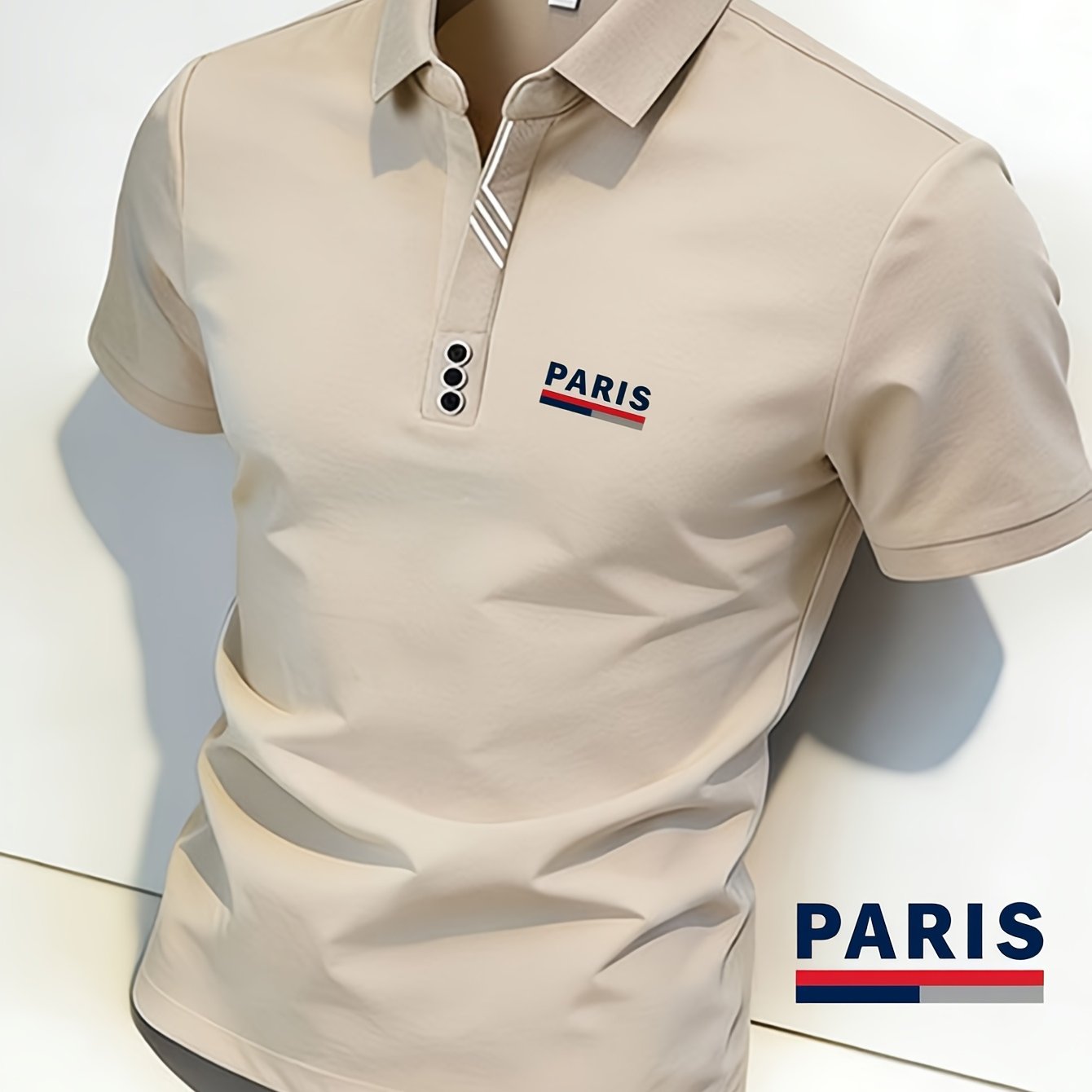 Image of Paris - Inspired Graphic Menswear Top: Soft And Comfortable Fabric Ideal For Casual Wear. This Men's - Style T - Shirt Features A Stylish "paris" Print, Combining Fashion , Perfect For A - Back Yet .