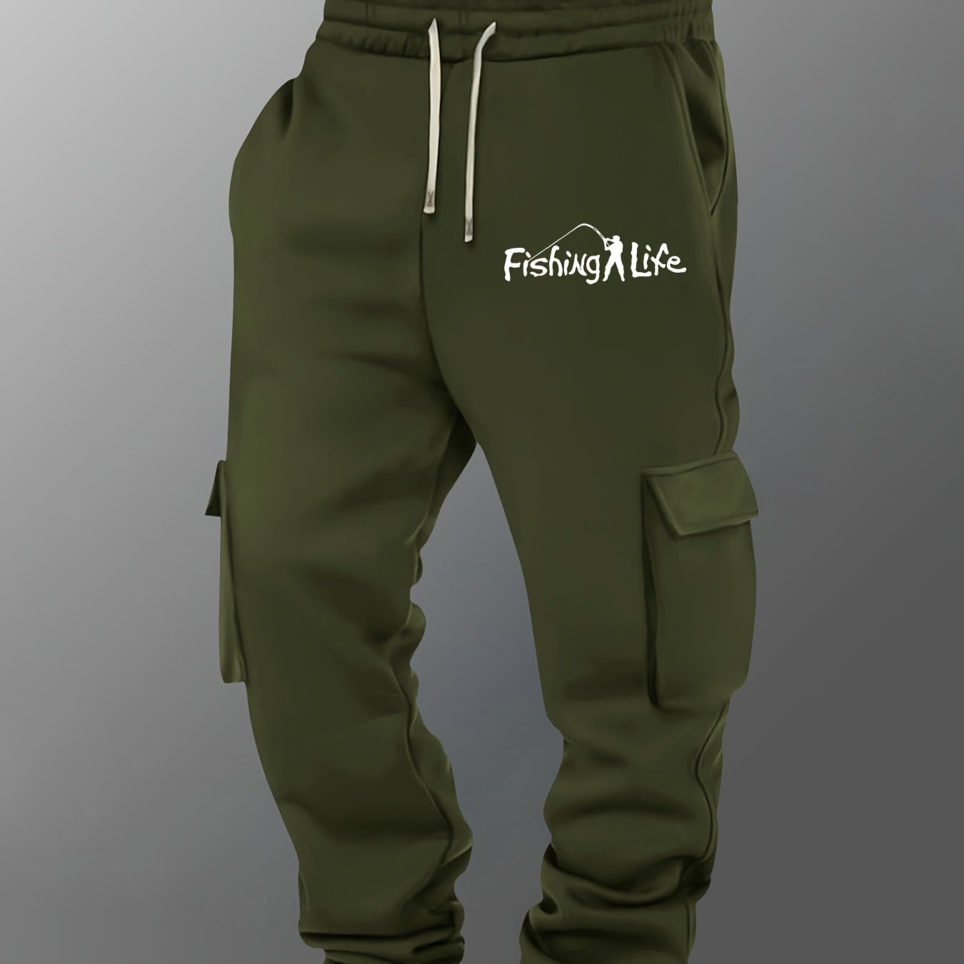 E-shop Herren Casual Cargo Hose mit elastischem Kordelzug, 4 Farben, 6 Größen, mehrere , einfarbig, bequemer Polyester, Jogging Sweatpants für den