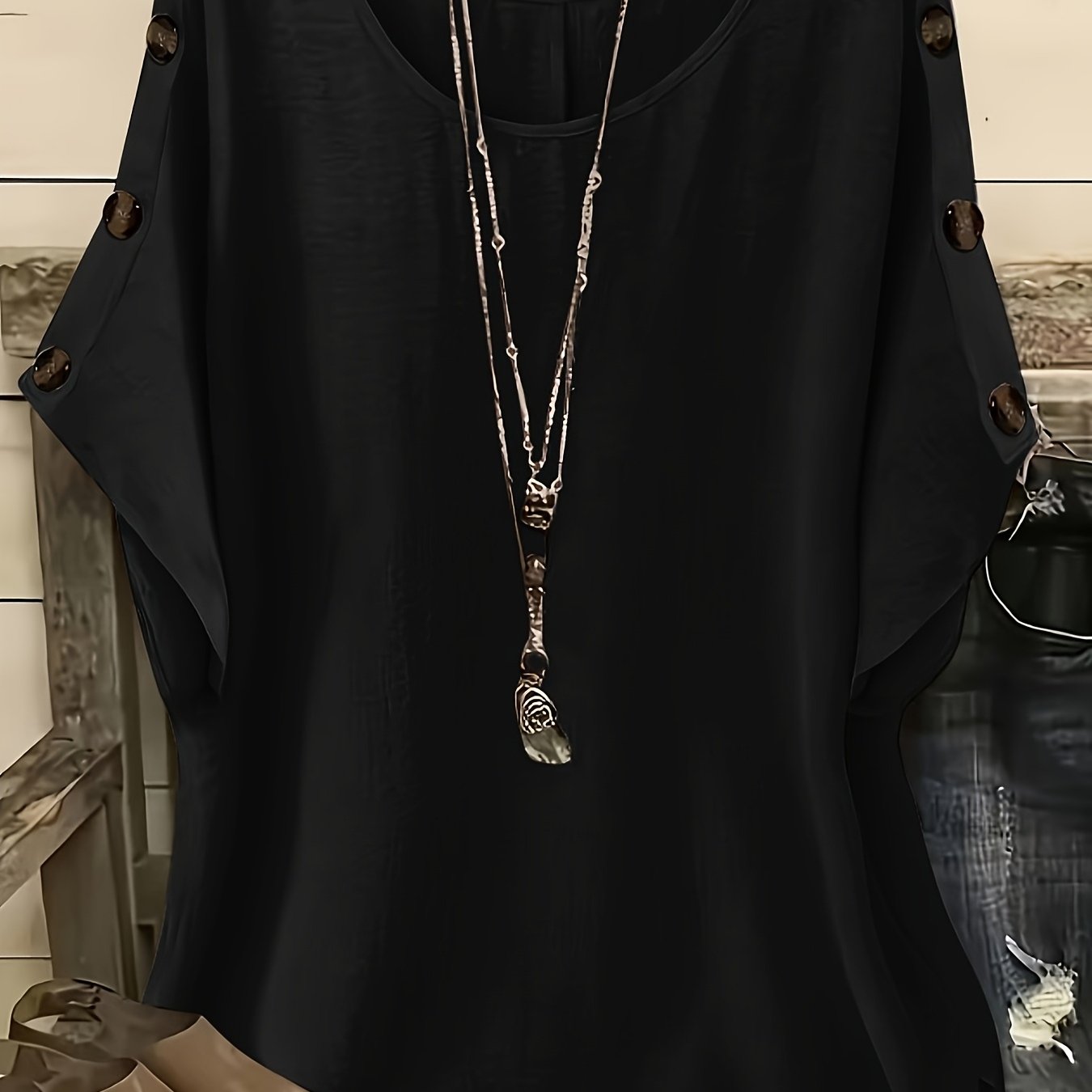 TEMU Plus Size Women' Color Summer Short Sleeve Round Neck Top, Easy Versatile New Style
