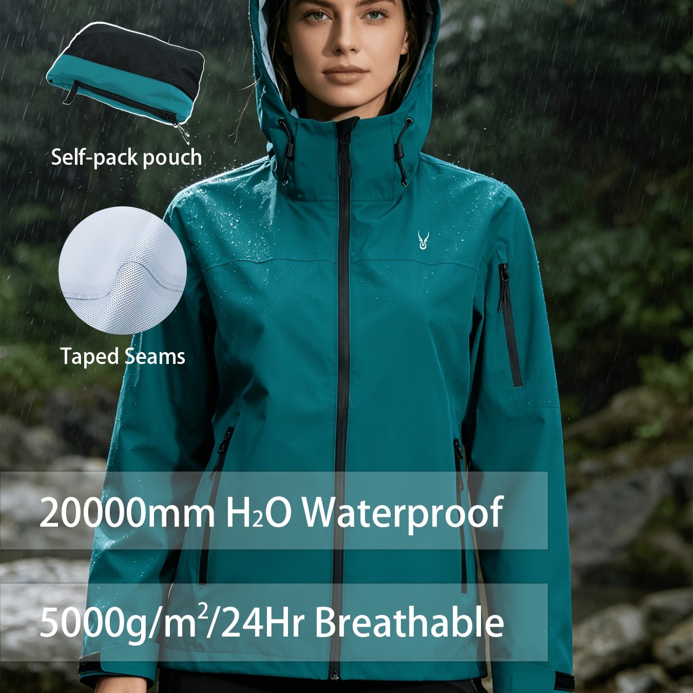 Image of Wear Women's Outdoor Lightweight Jacket Fashion Hooded Foldable Storage Lightweight Outerwear Mountaineering Camping Hiking Sports Daily Wear (size Runs Large, Recommended To Size Smaller)