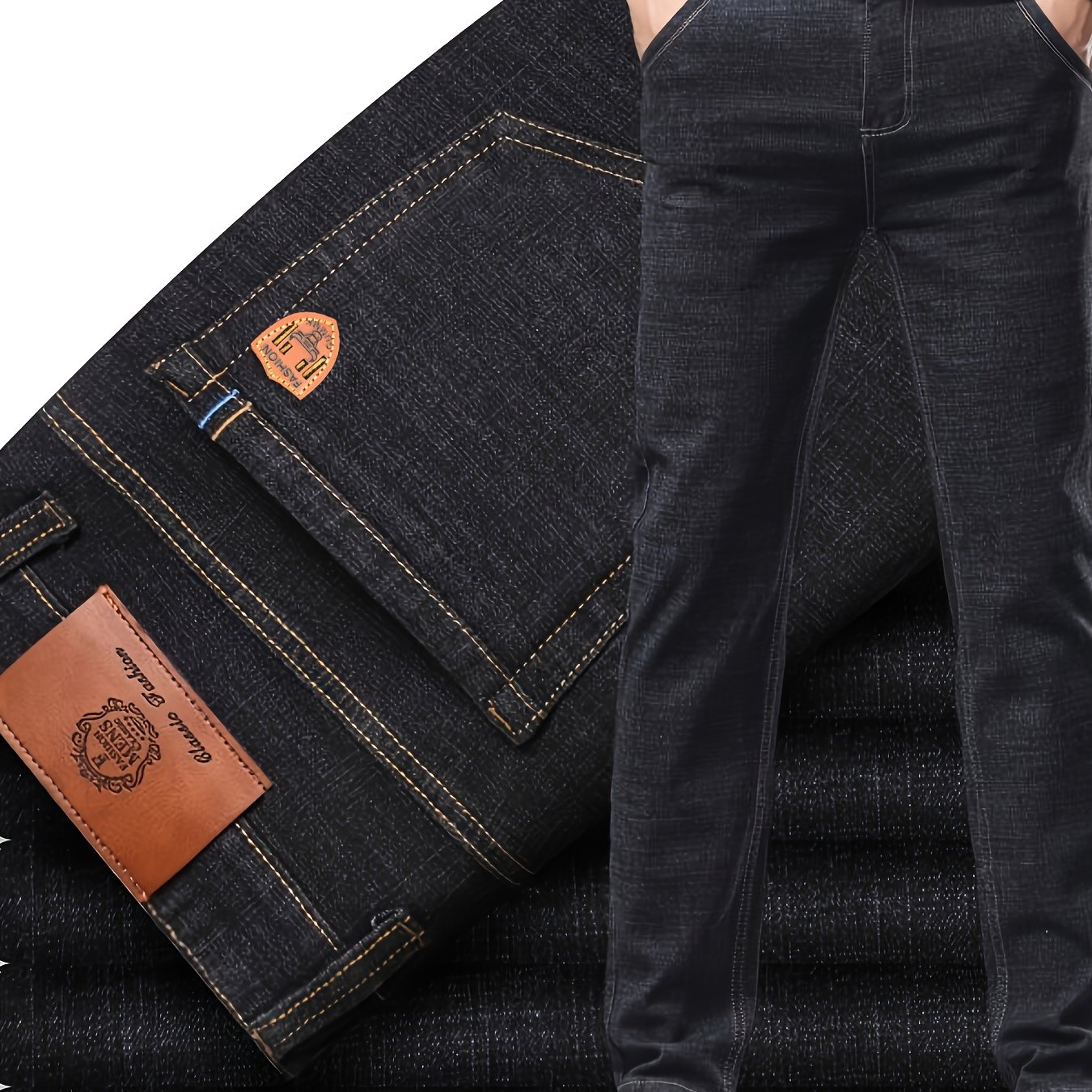 Stretch Straight Jeans Casual Trousers Youth Middle-aged Men's Non-iron Business Pants