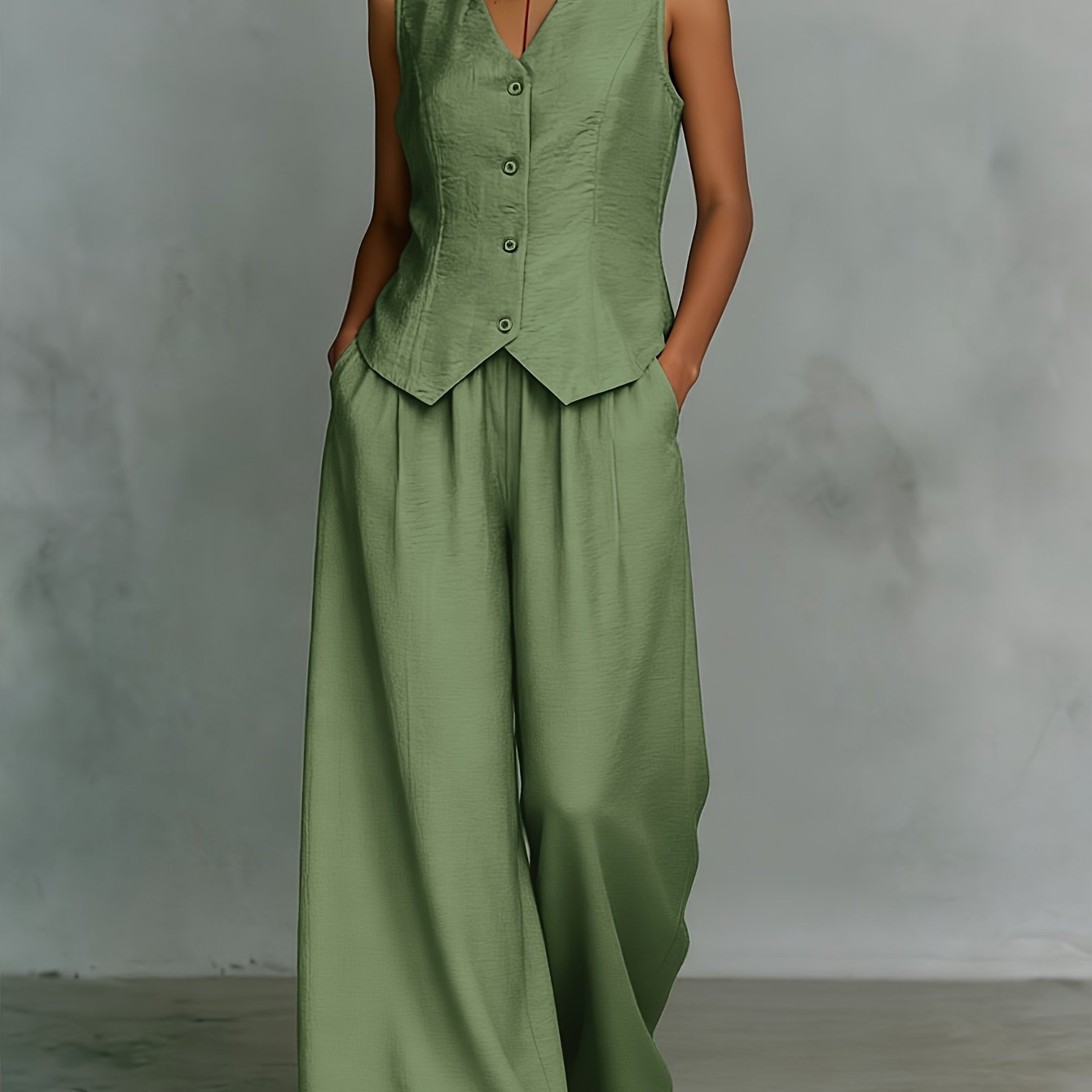 Image of 2pcs Set, New Summer Casual Comfortable Versatile Street Commuter Sleeveless Vest With Trousers Women's Suit