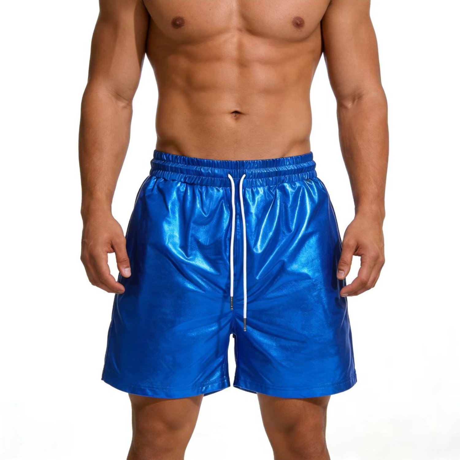 Image of 2026 Summer 's Metal Shorts, Shiny Holographic Disco Shorts, Suitable For Daily Wear, Optional