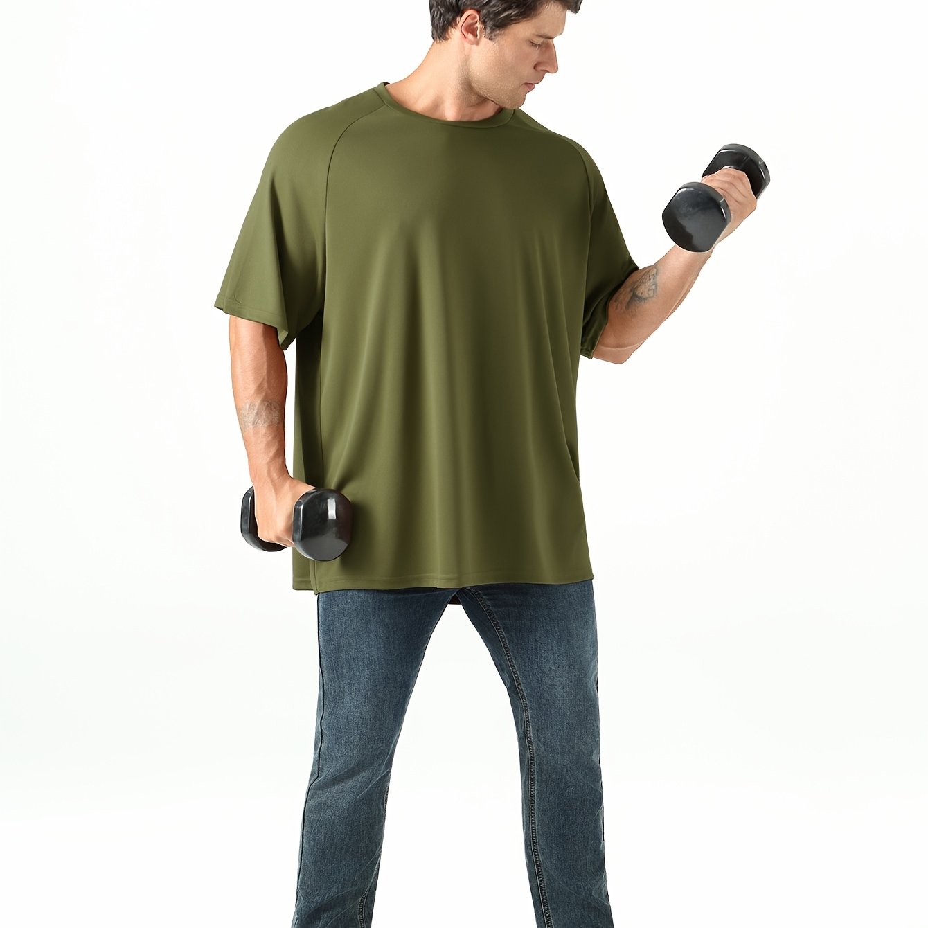 TEMU Plus Size Men's Crew Neck T-shirt Style 198, Plus Size