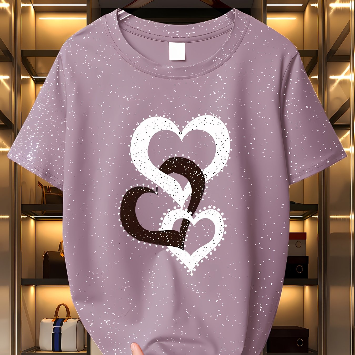 TEMU A Trendy New T-shirt Featuring Love, This Women's Short-sleeved Crewneck Is With Sequins, Making It A Versatile For Spring And Summer