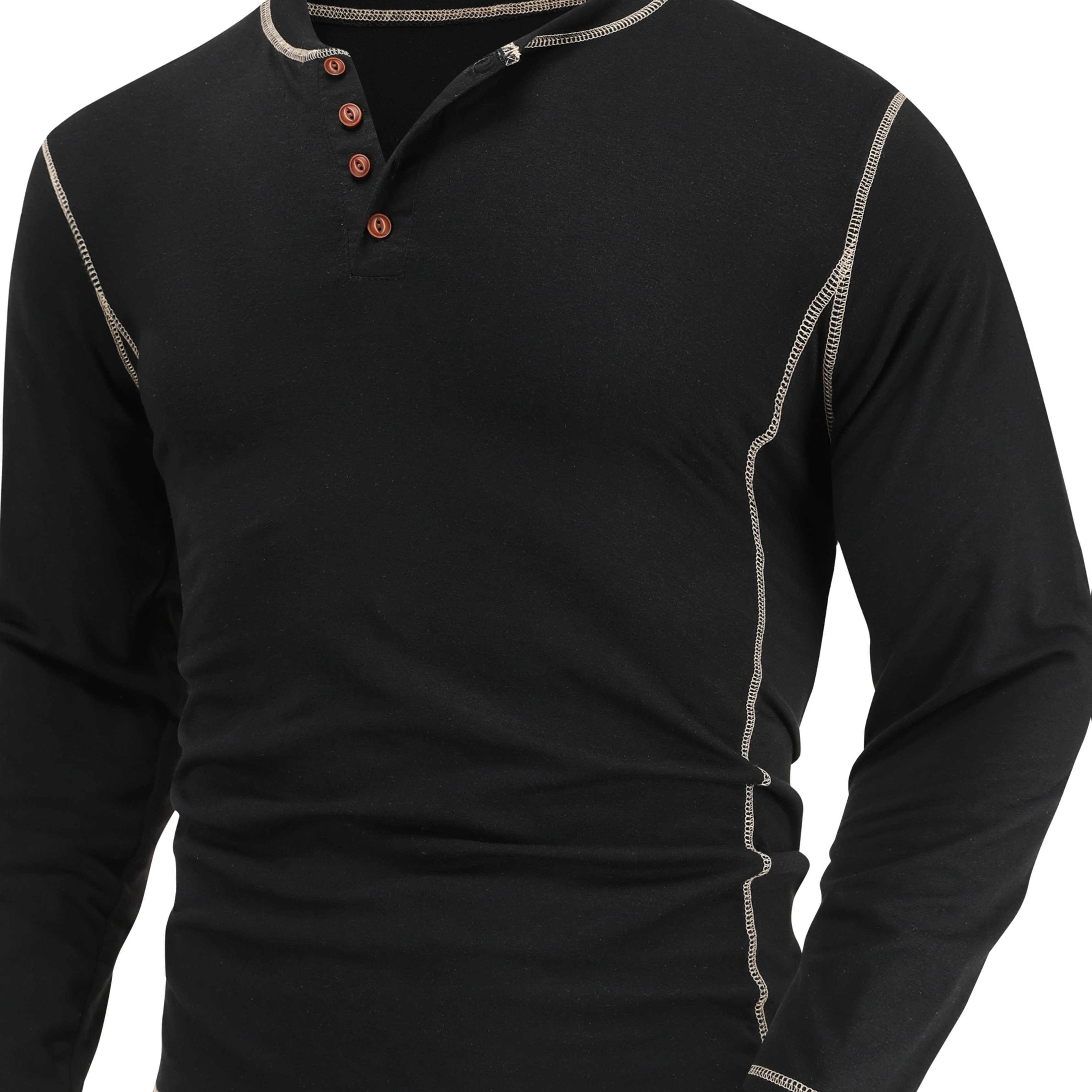 Men's Autumn/winter Long Sleeve Button- Henley Shirt