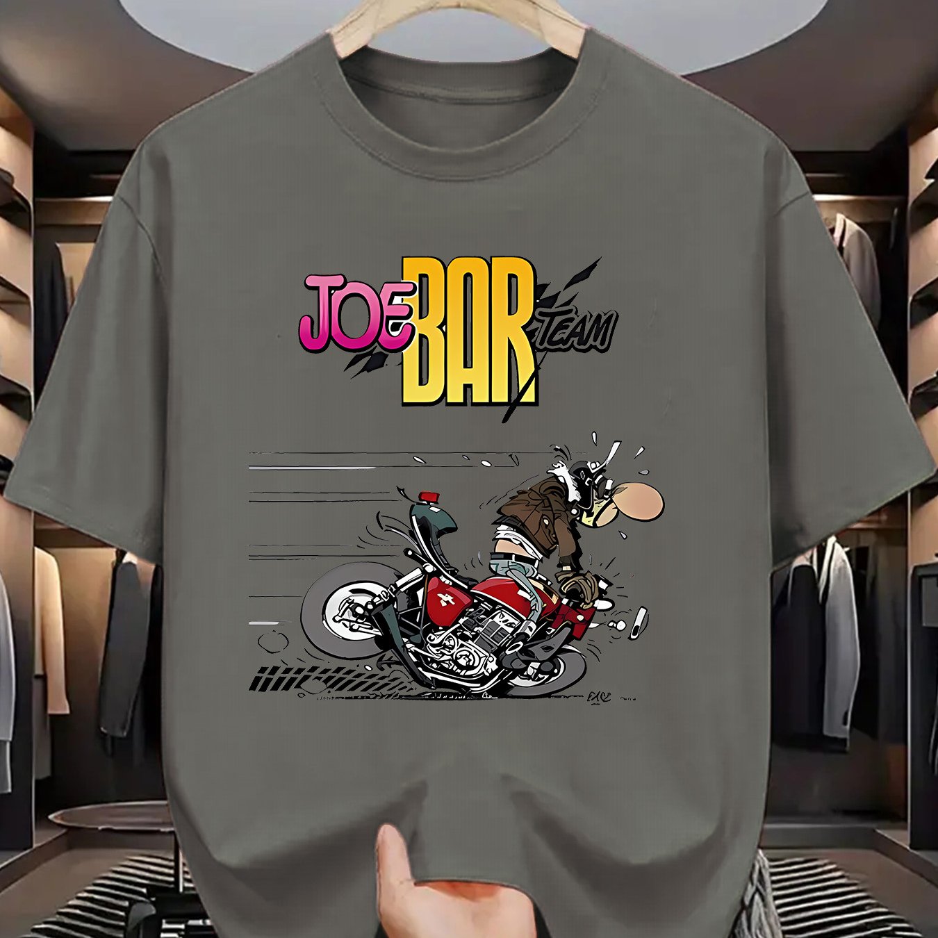 TEMU Men's T-shirt With Motorcycle Print â Casual & Sporty