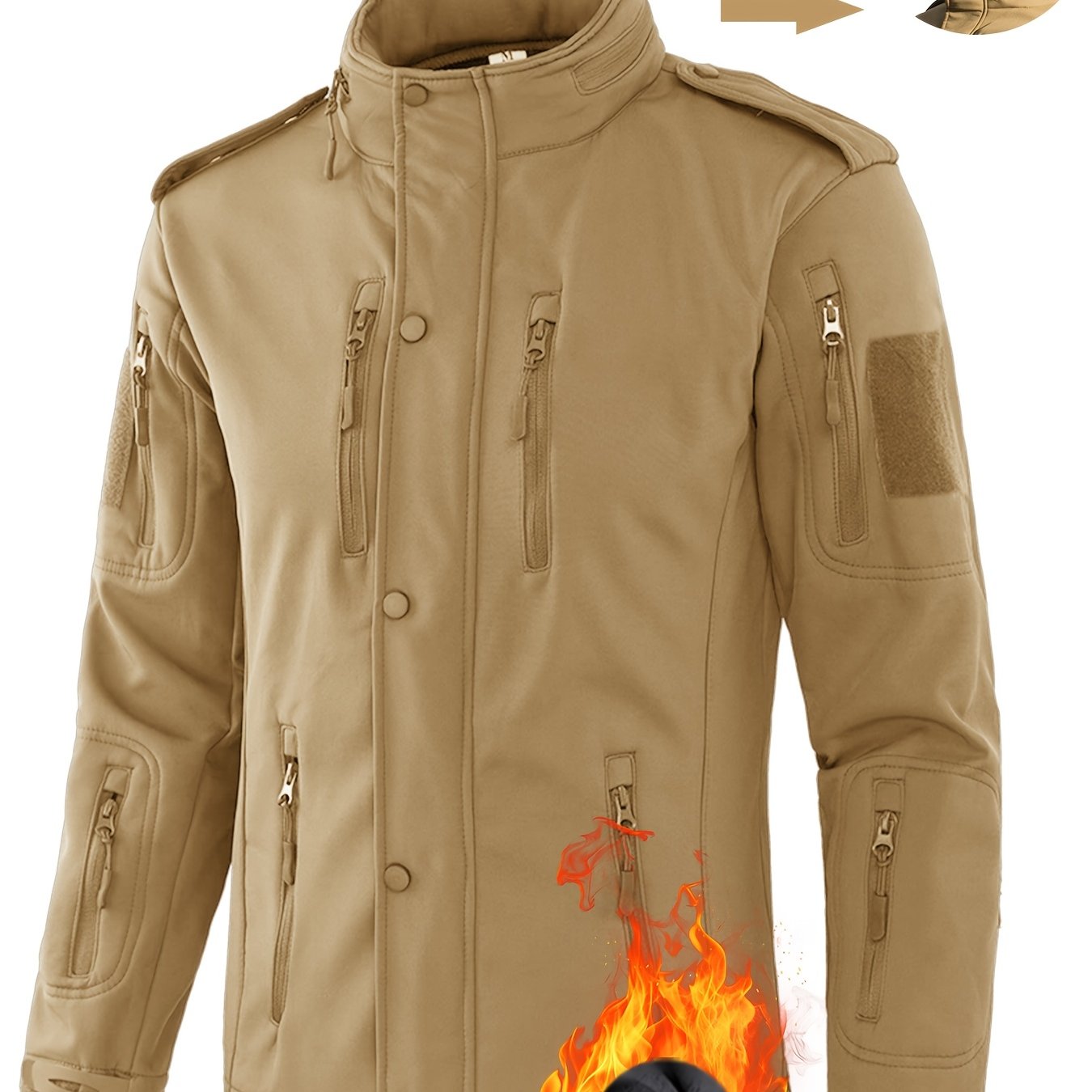 Men's Tactical Fleece Jacket, Windproof Soft Shell Outdoor Hoodie