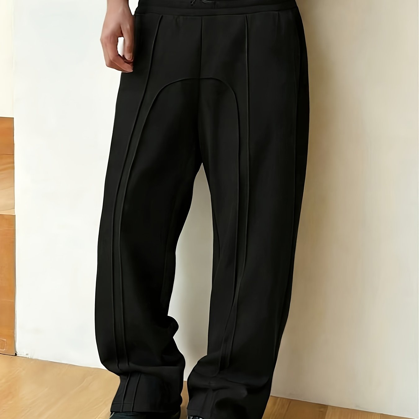 TEMU Men's Loose Fit Drawstring Waist Sweatpants With Contrast Stitching Casual Streetwear Trousers