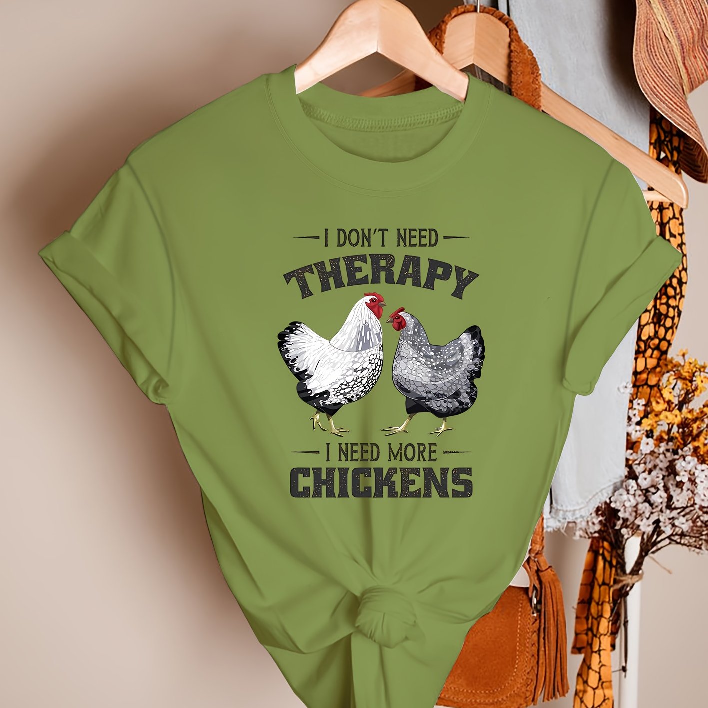 TEMU 2pcs Hen Print Soft Breathable Spring Summer Autumn Winter Casual Sports Style Neck Women's Short Sleeve T-shirt S-xxl